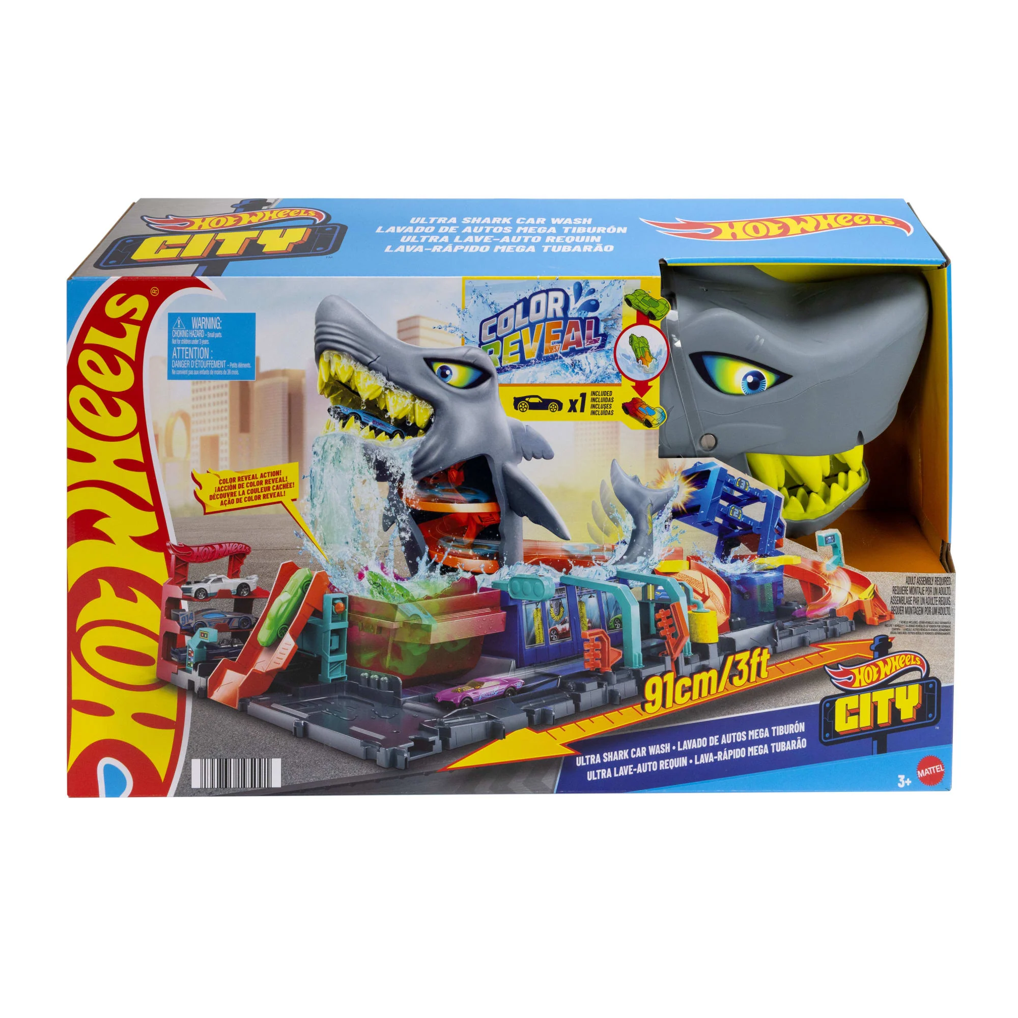 Hot Wheels City Pista de Brinquedo Lava-Rápido Mega Tubarão - Image 6