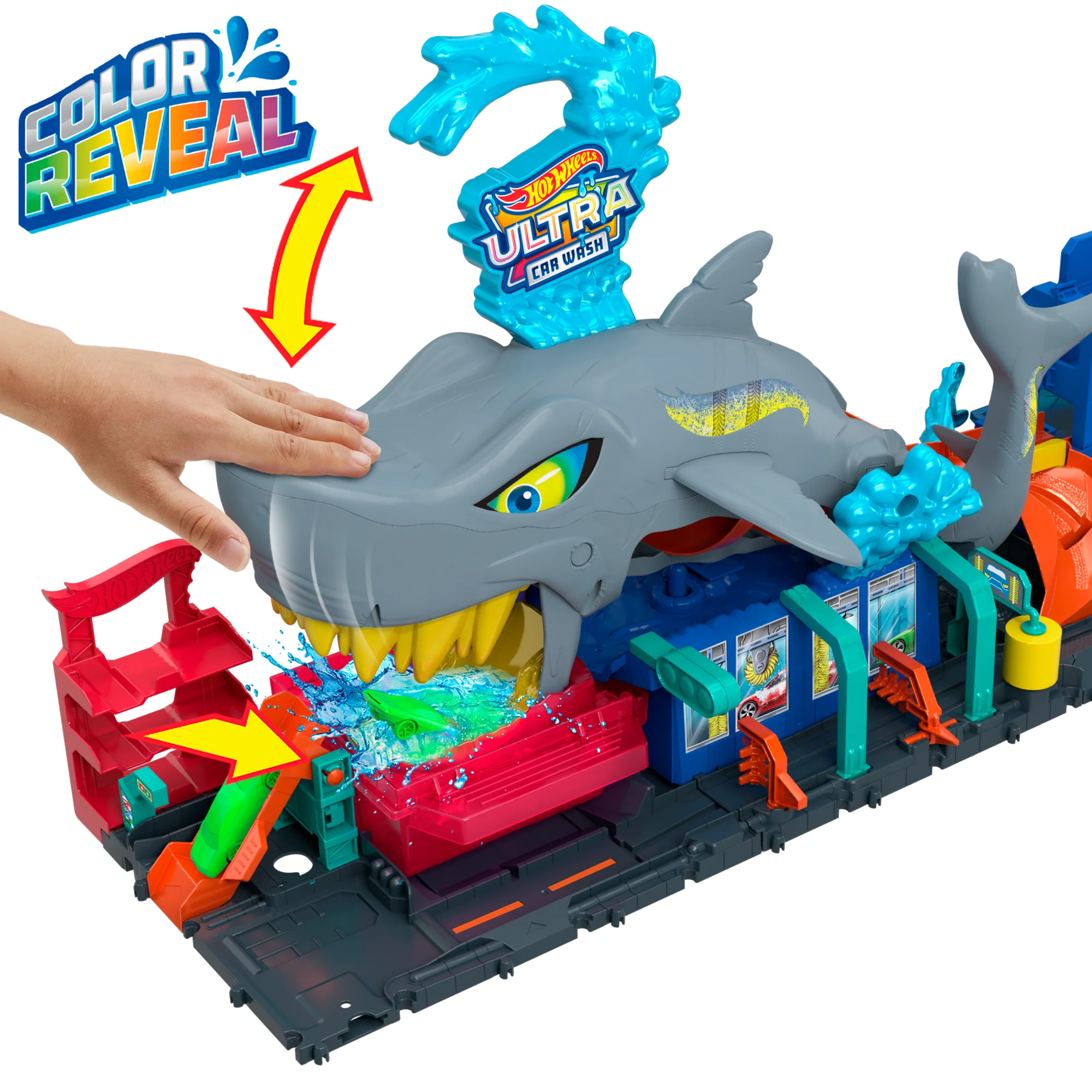 Hot Wheels City Pista de Juguete Lavado de Autos Mega Tiburón - Image 3