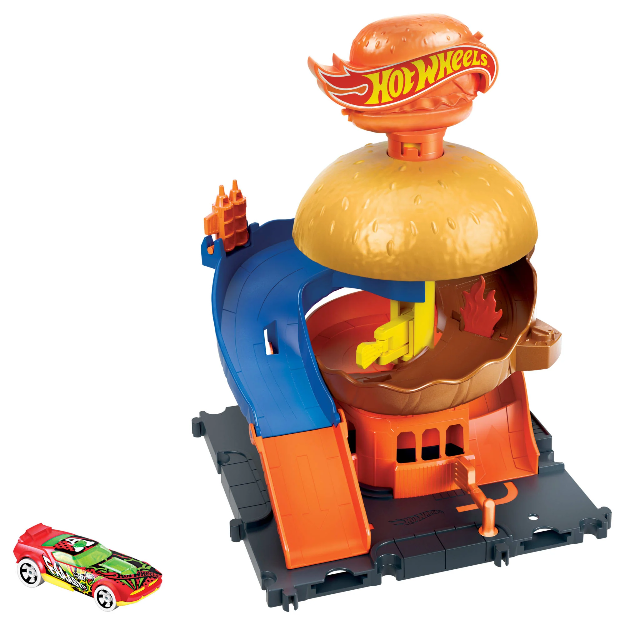 Hot Wheels City Pista de Juguete Tienda de Hamburguesas - Image 6