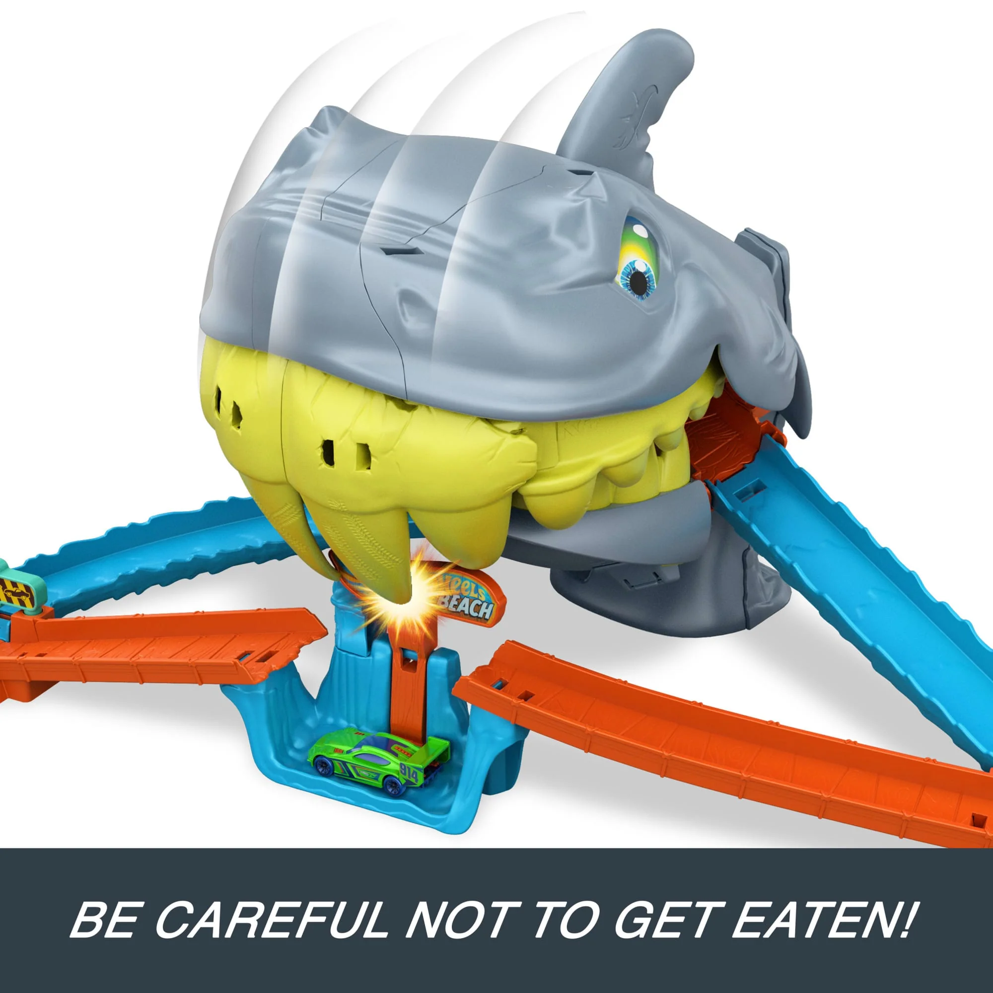 Hot Wheels City Shark Chomp Beach Playset & 1:64 Scale Die-Cast Toy Car, Big Win Moment - Image 4