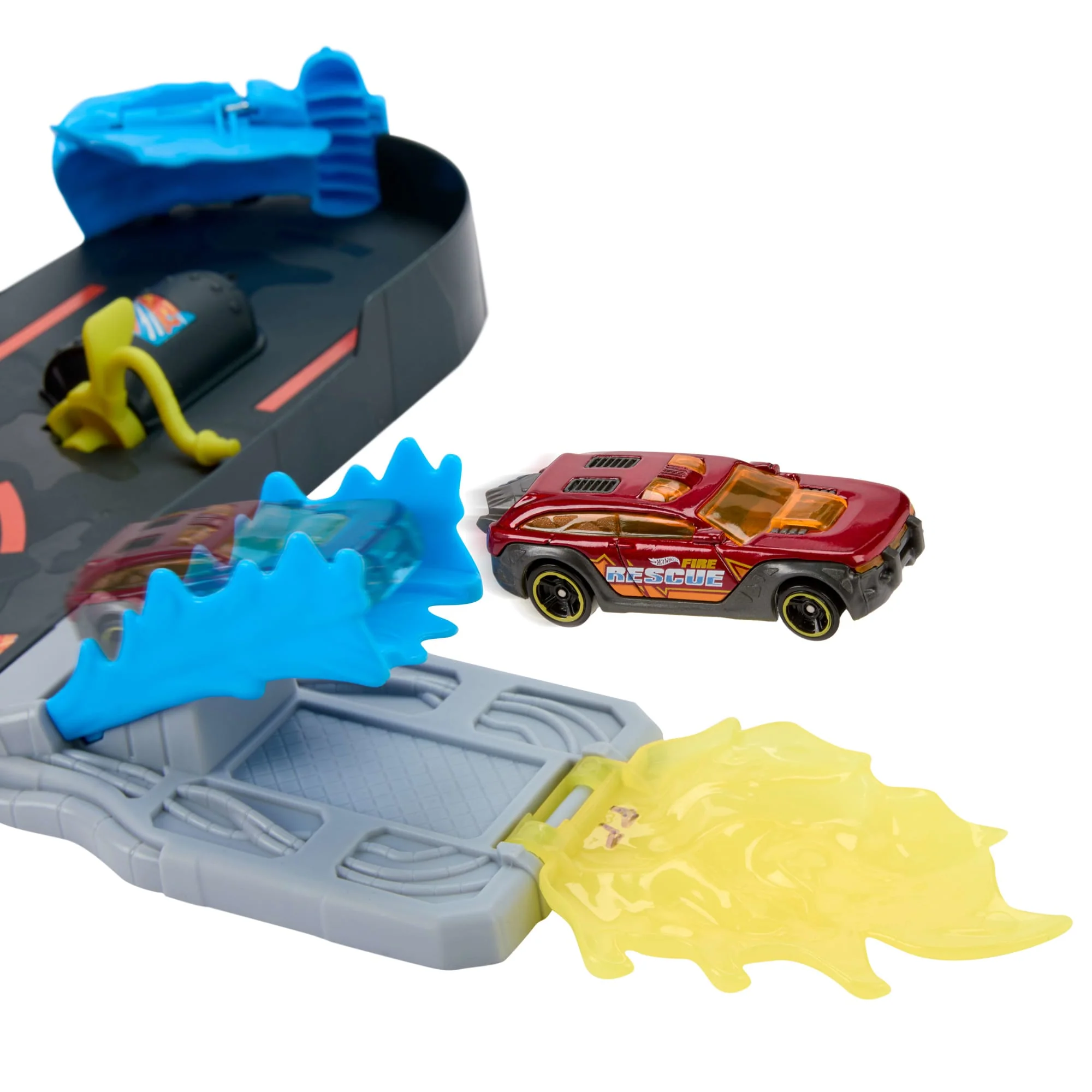 Hot Wheels City Super Fire Station Rescue Playset & 1:64 Scale Toy Car, Track Extends 16” - Image 3