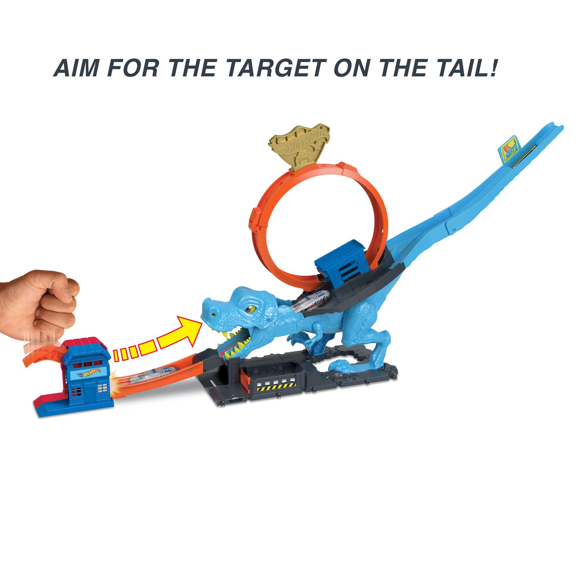 Hot Wheels City T-Rex Loop And Stunt Playset, Track Set With 1 Toy Car - Image 3