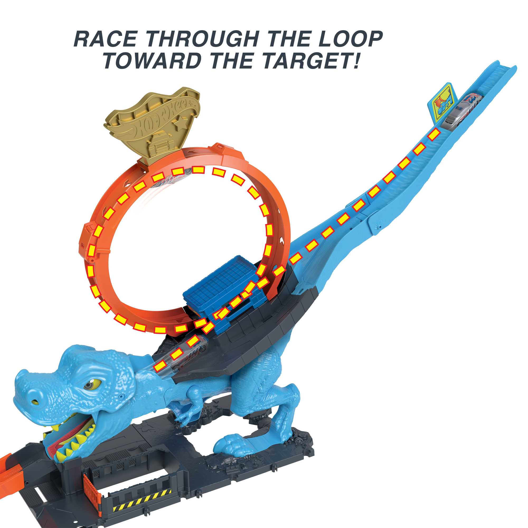 Hot Wheels City T-Rex Loop And Stunt Playset, Track Set With 1 Toy Car - Image 4