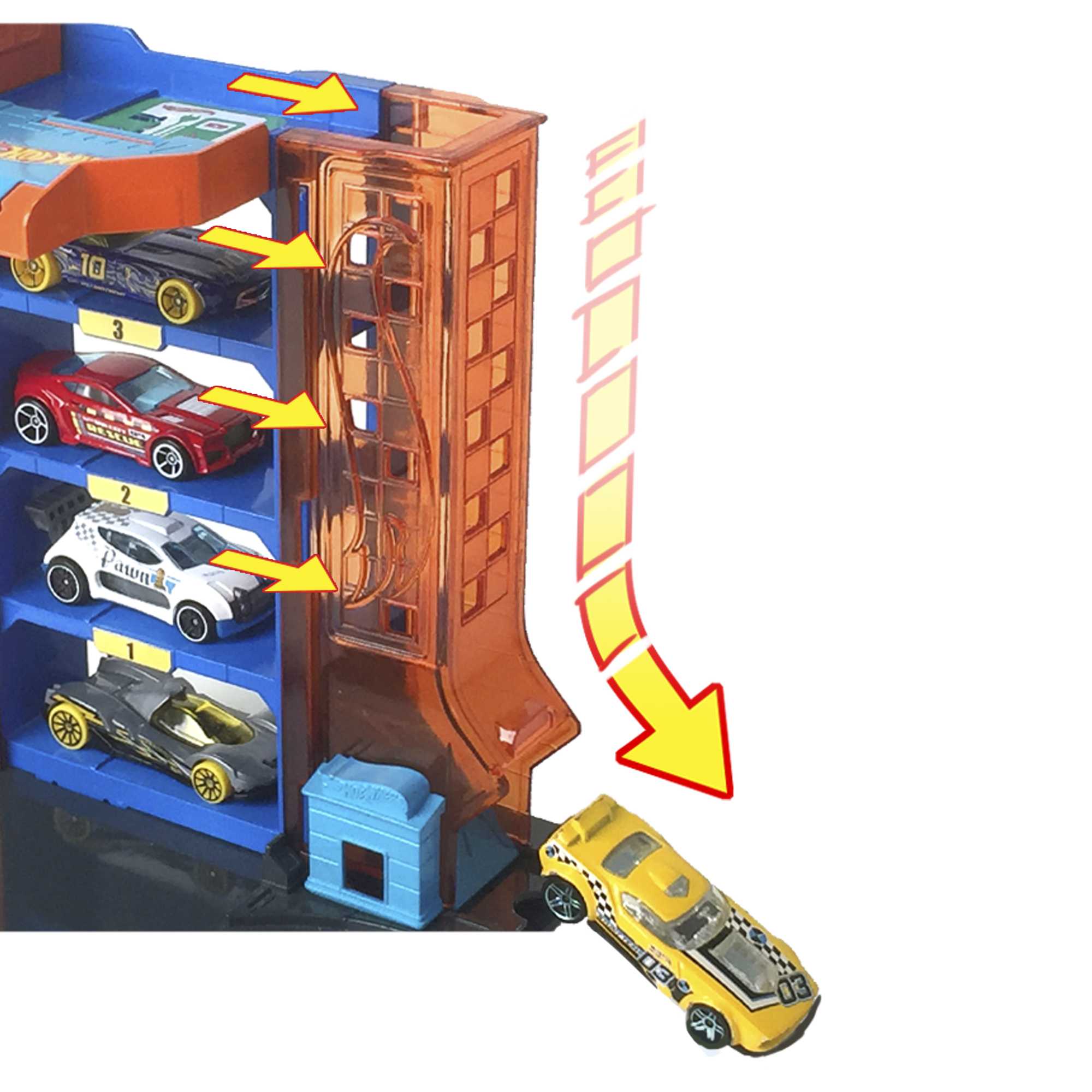 Hot Wheels City Vehiculo de juguete Pistas sorpresa Downtown - Image 4