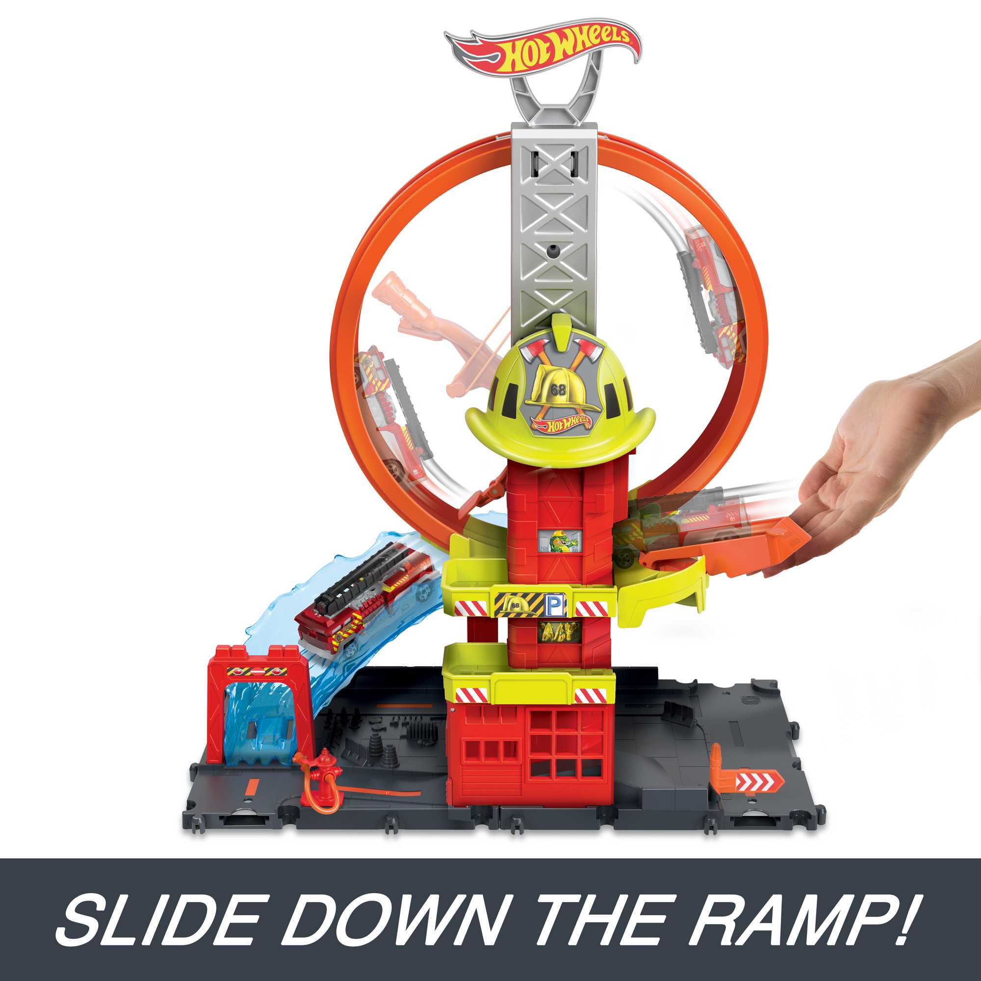 Hot Wheels City With 1 Toy Car, Super Loop Fire Station - Image 5