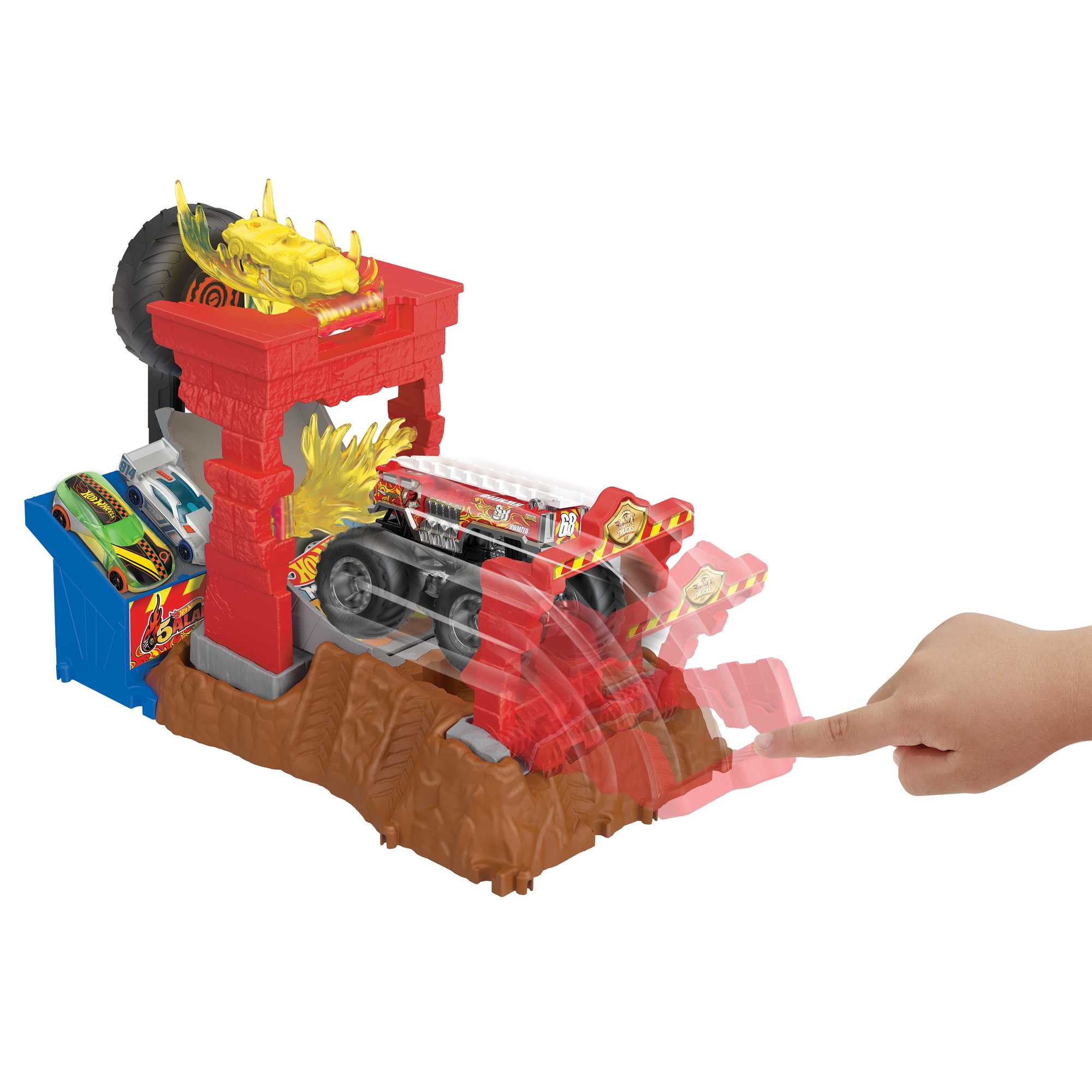 Hot Wheels-Coffret Monster Trucks Arena Smashers 5-Alarm Défi Incendie - Image 3
