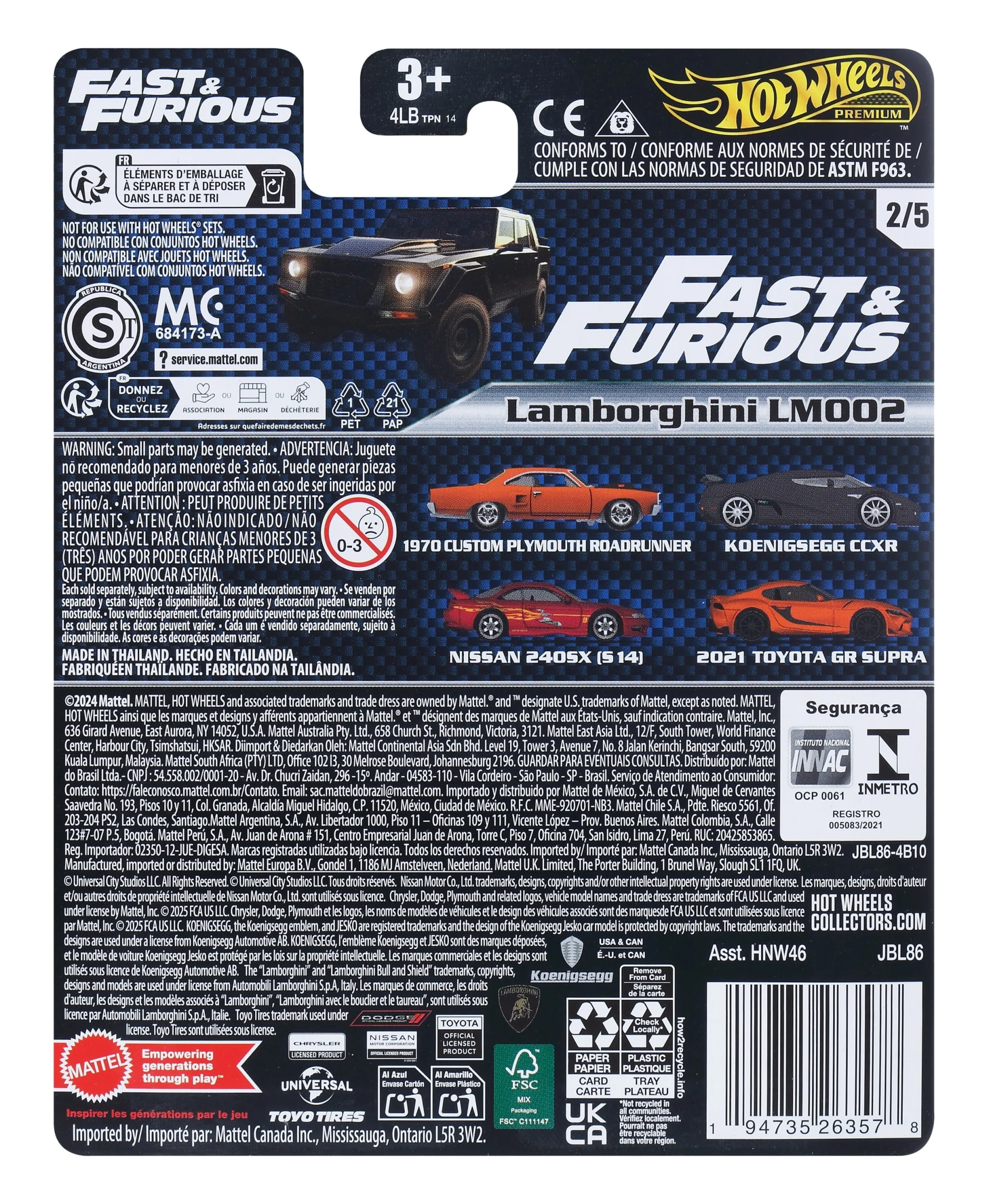 Hot Wheels Collector Vehículo de Colección Auto Fast & Furious Lamborghini LM002 - Image 2