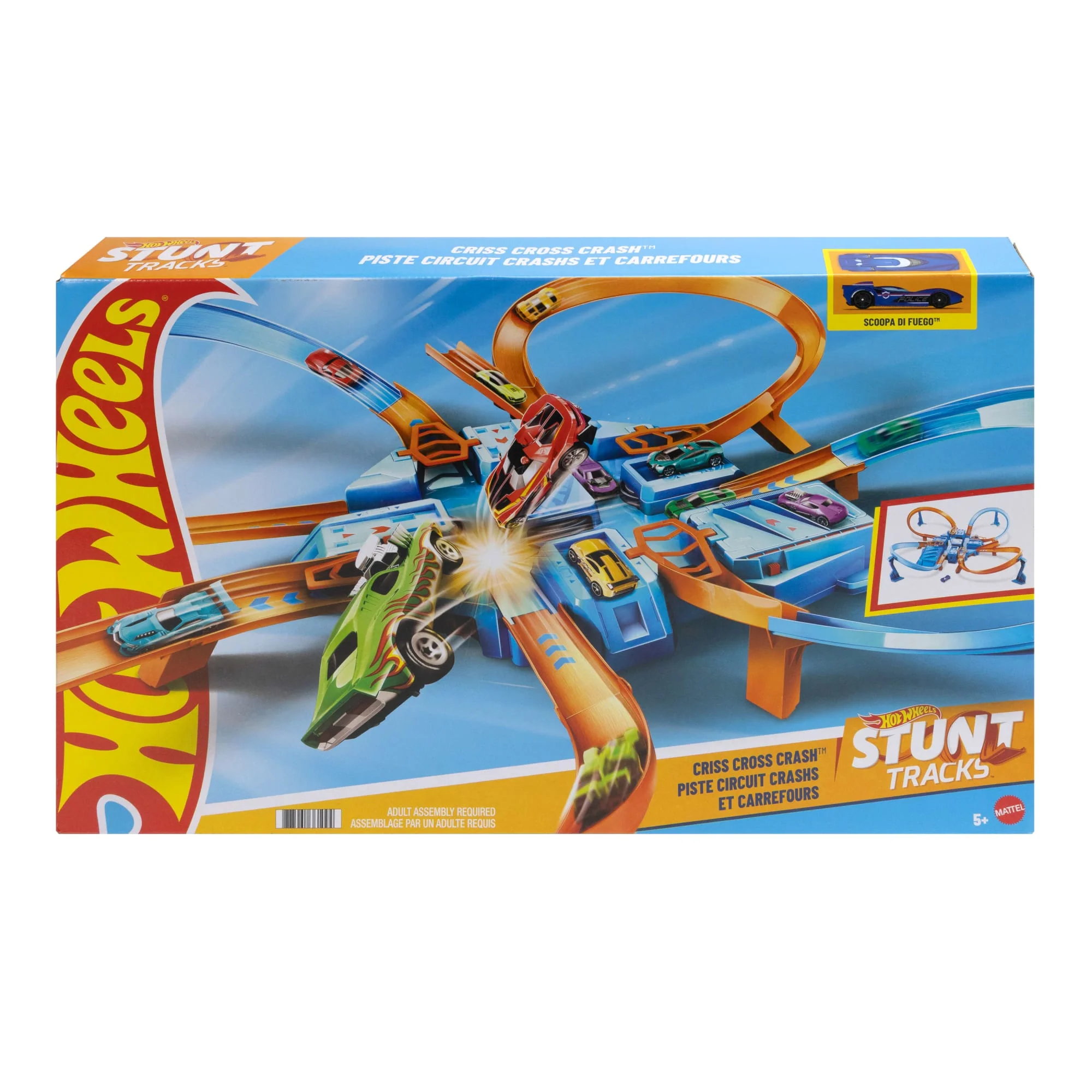 Hot Wheels Track Set With 1:64 Scale Toy Car, Criss-Cross Crash Track With Motorized Booster - Image 6