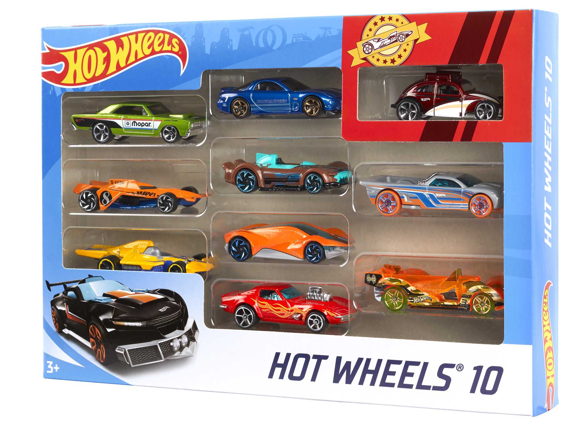 Hot Wheels Die Cast Basics Veículo de Brinquedo Pacote 10 Carros - Image 3