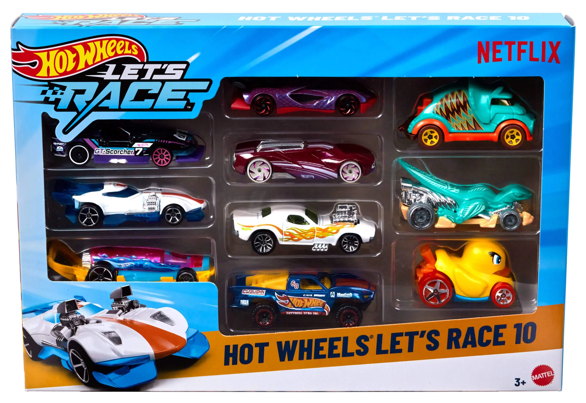 Hot Wheels Let's Race 10-Pack Of 1:64 Scale Toy Cars & Trucks From Netflix Show - Image 6