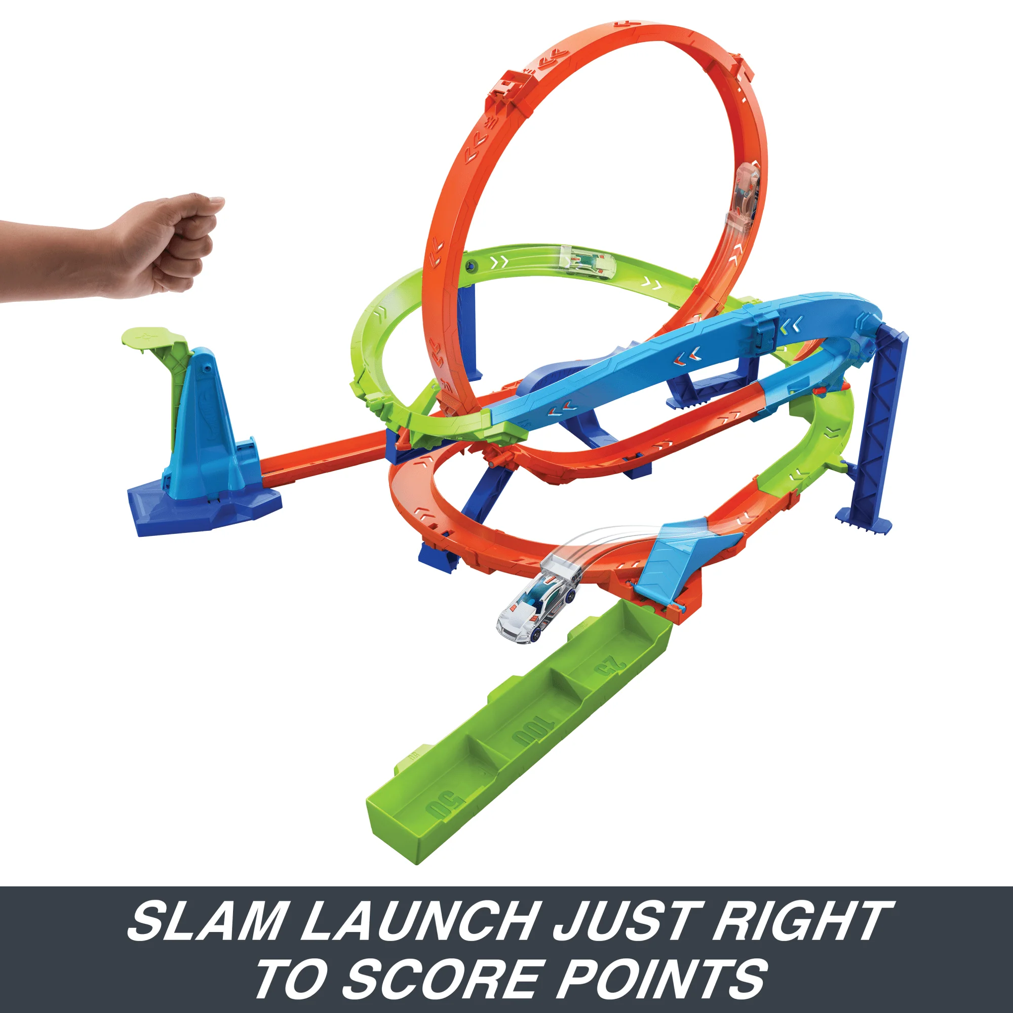 Hot Wheels Action Loop Cyclone Challenge Track Set With 1:64 Scale Toy Car, Easy Storage - Image 3