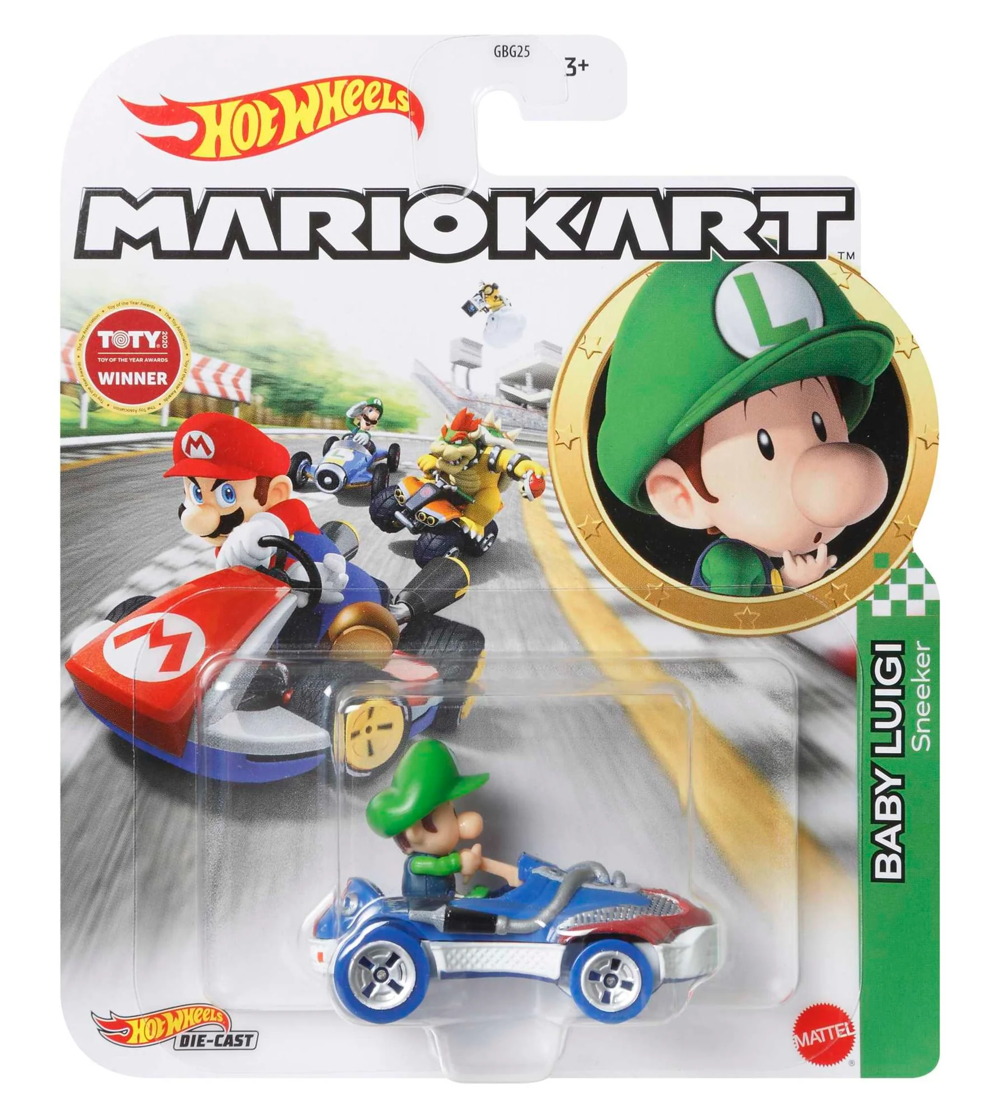 Hot Wheels Mario Kart Vehículo de Juguete Baby Luigi Sneeker - Image 5