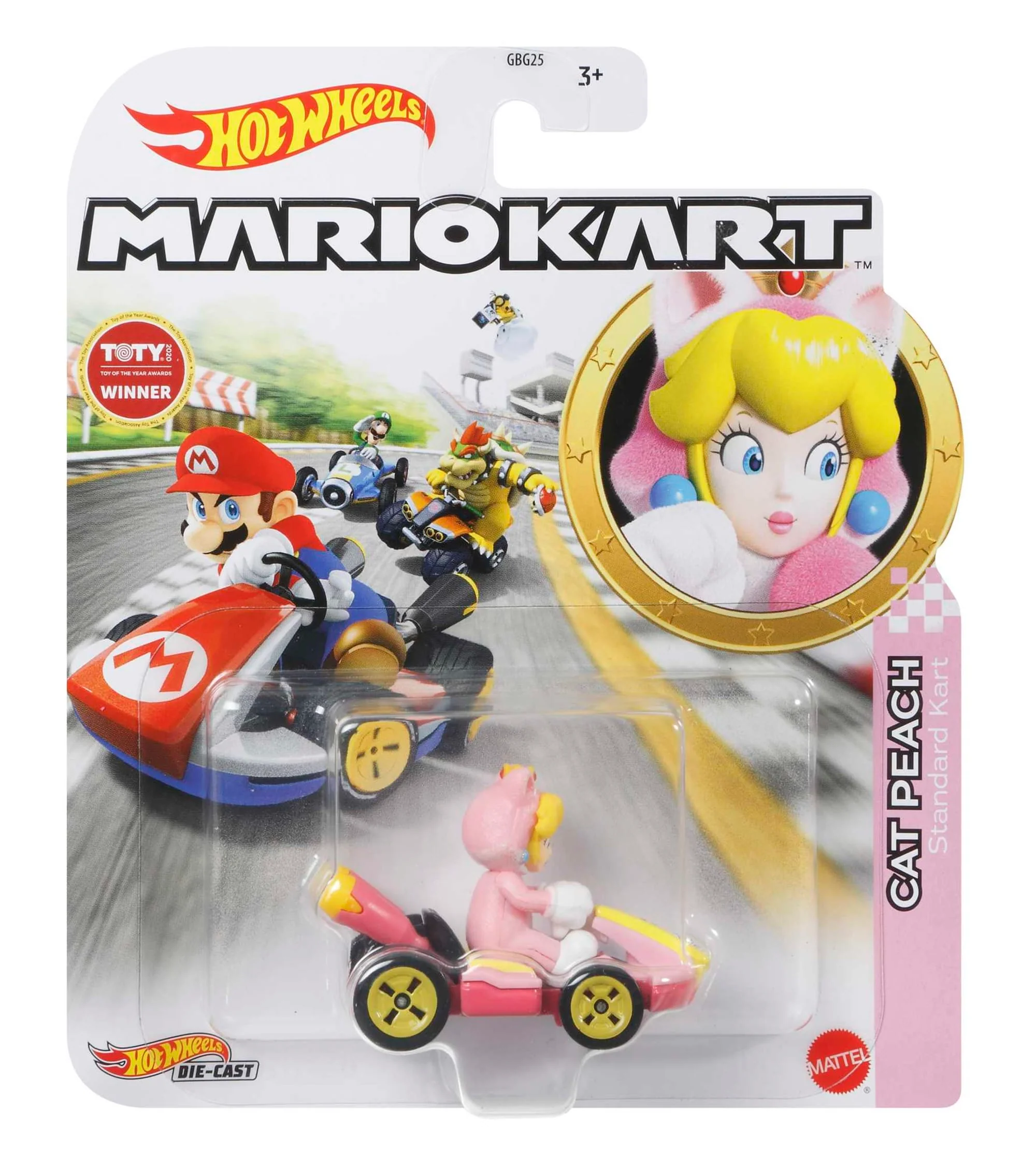 Hot Wheels Mario Kart Vehículo de Juguete Cat Peach Standard Kart - Image 4