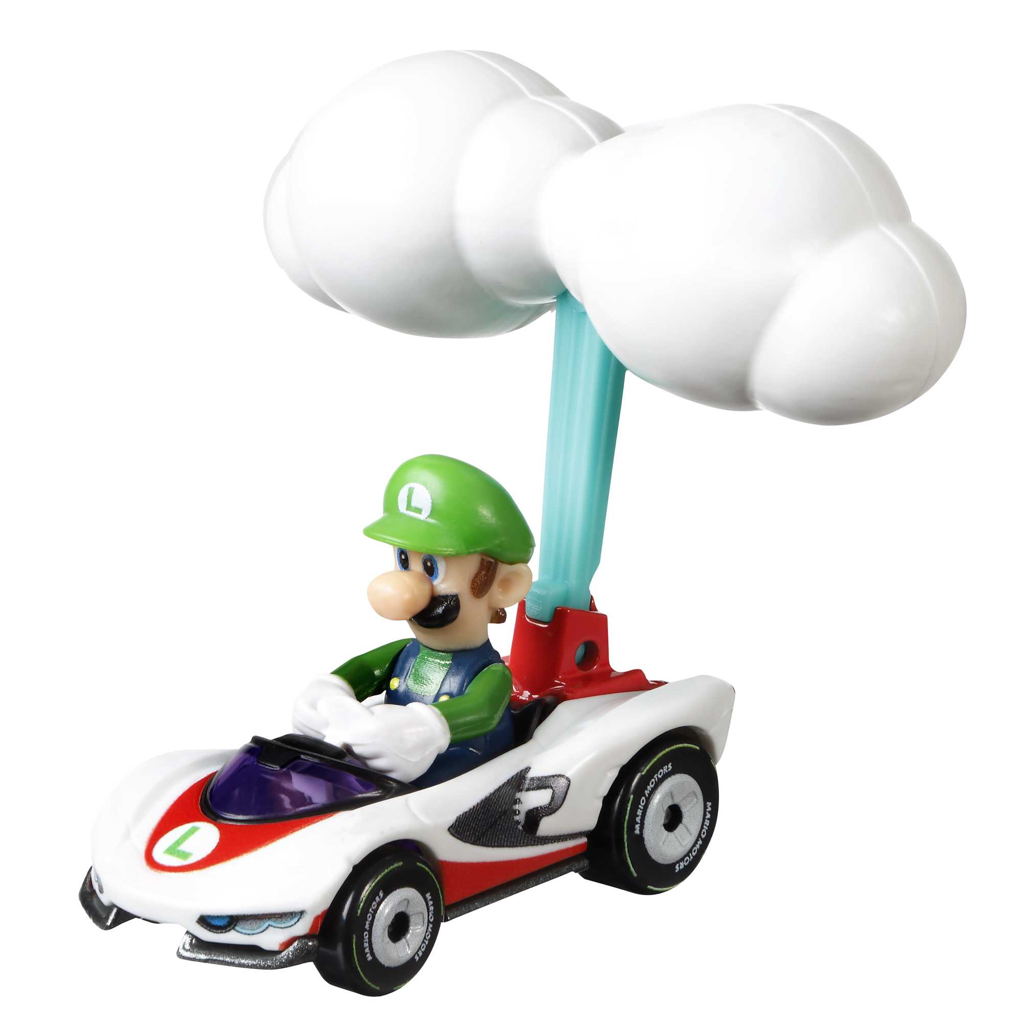Hot Wheels Mario Kart Vehículo de Juguete Luigi P-Wing con Cloud Glider - Image 2