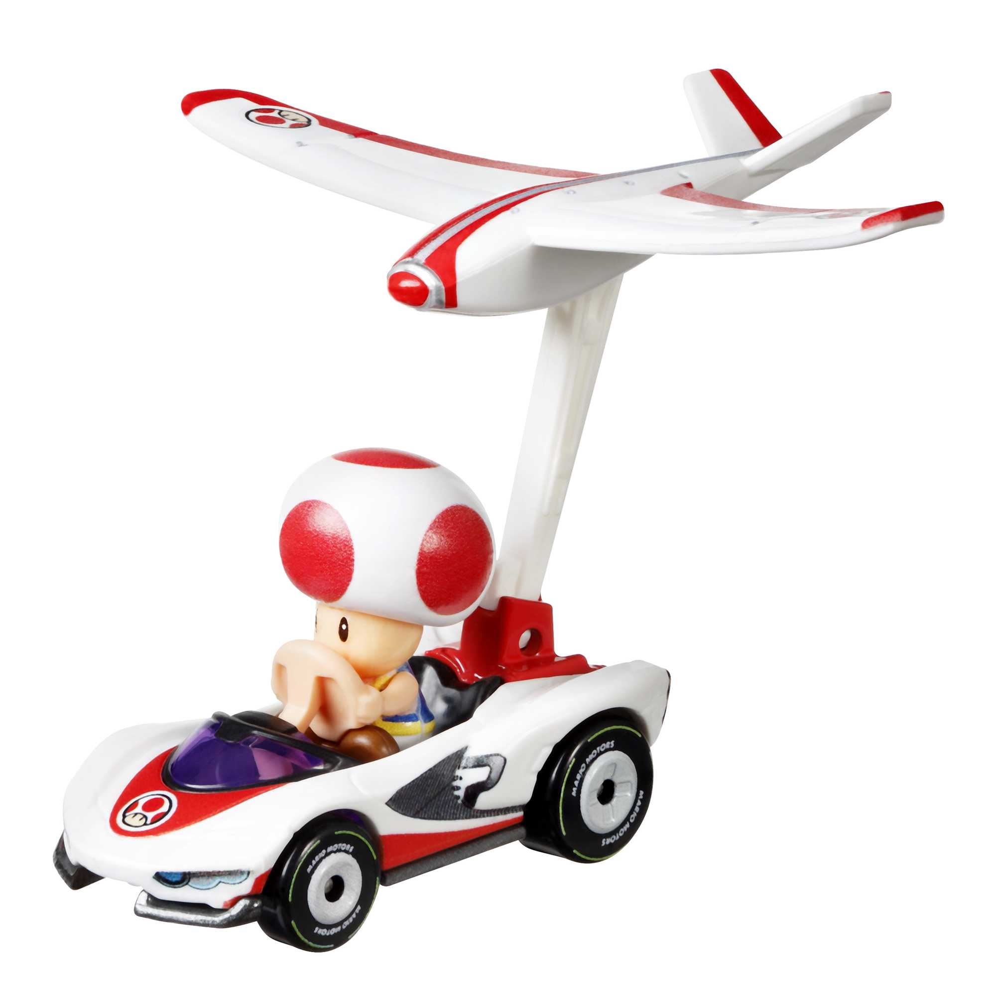 Hot Wheels Mario Kart Vehículo de Juguete Toad P-Wing con Plane Glider - Image 2