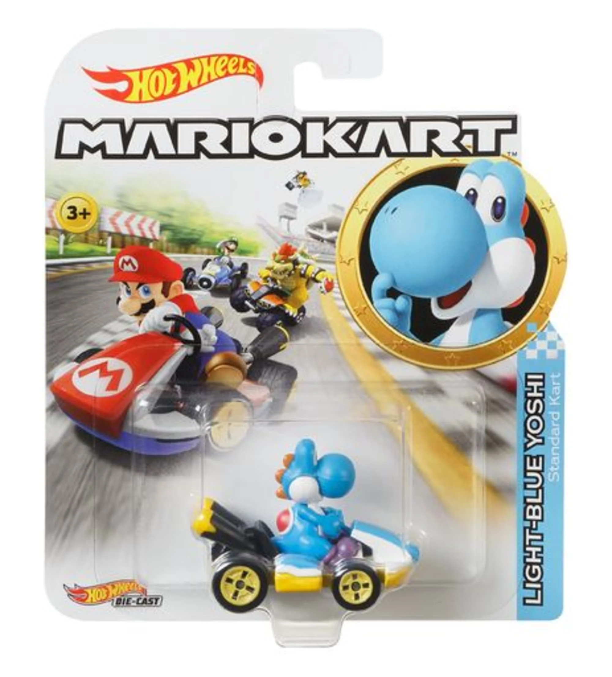 Hot Wheels Mario Kart Vehículo de Juguete Yoshi Azul Claro Estándar Kart - Image 6