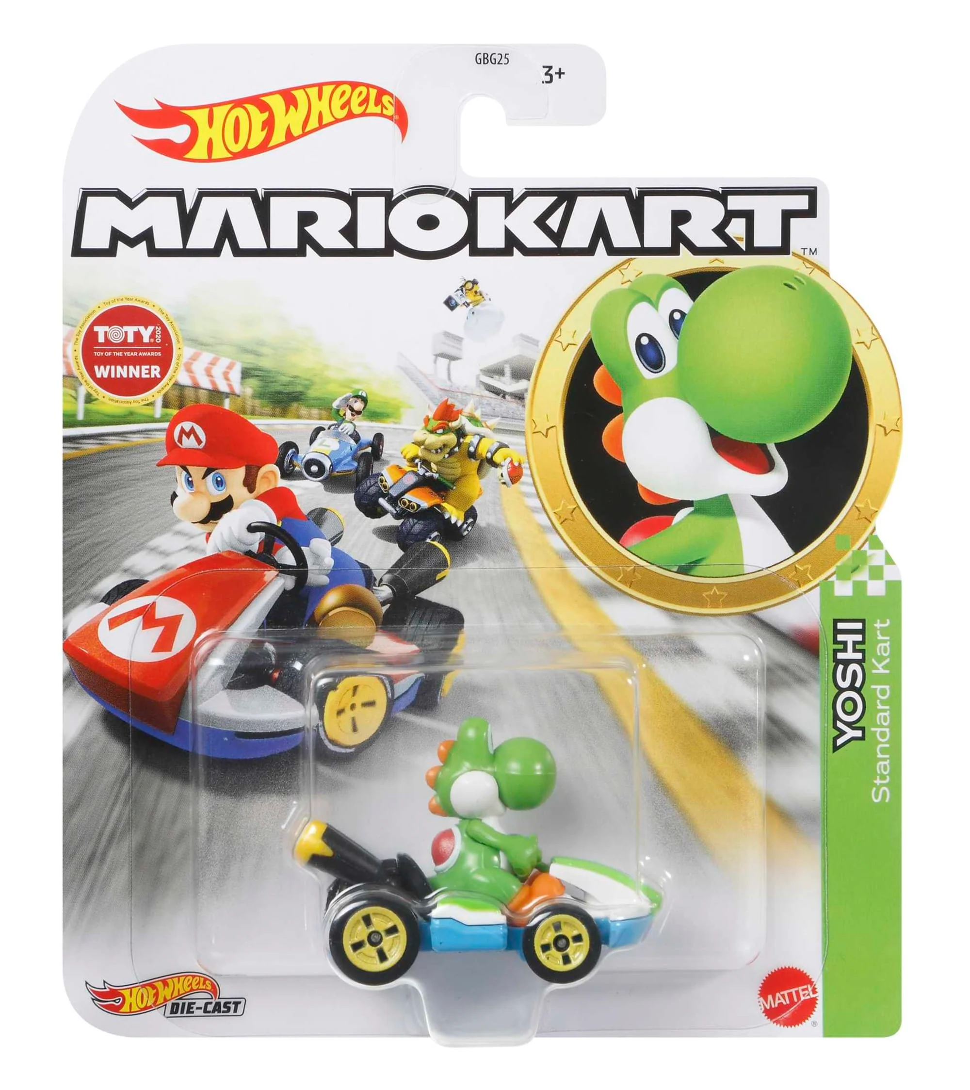 Hot Wheels Mario Kart Vehículo de Juguete Yoshi Estándar Kart - Image 4