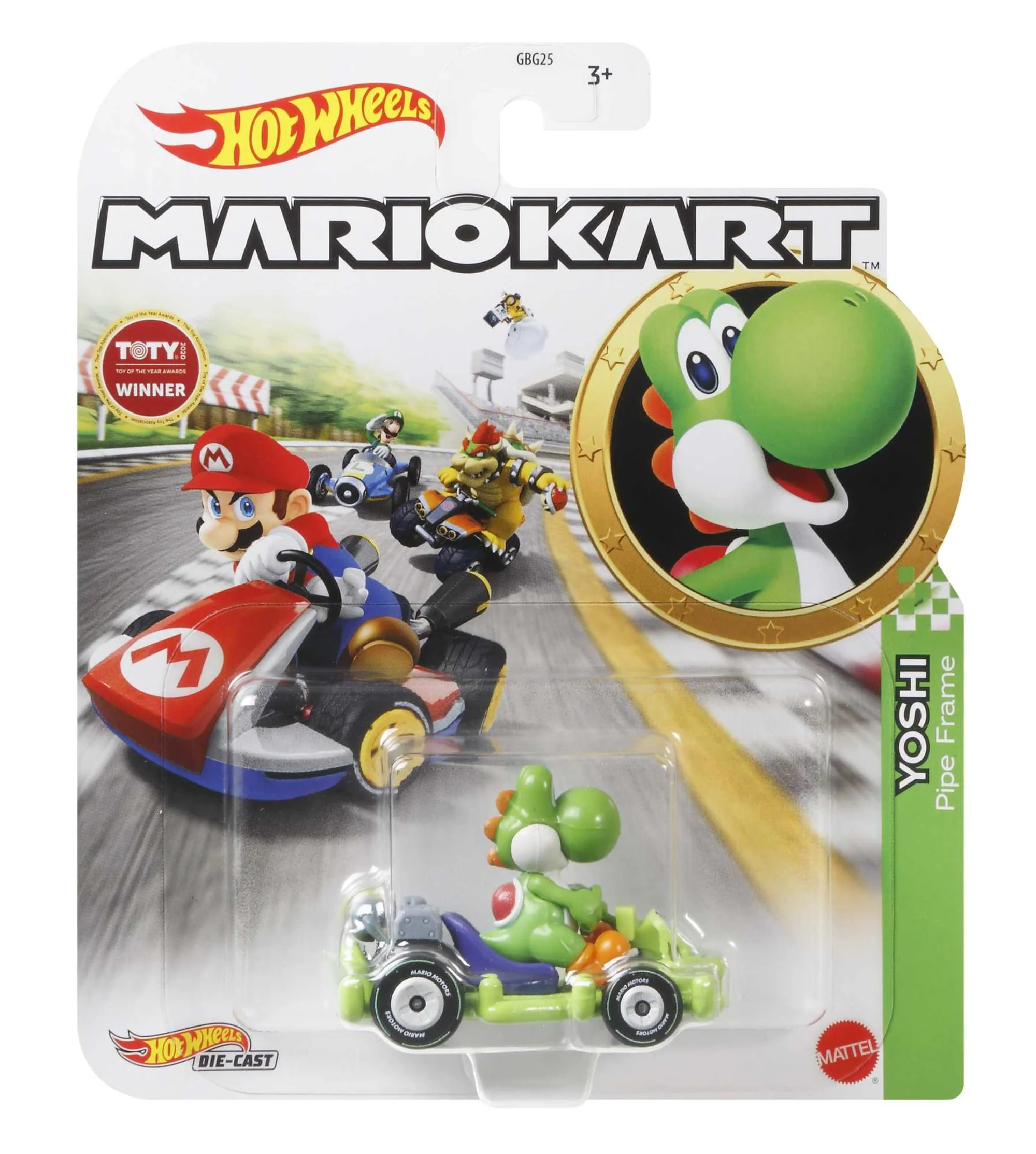 Hot Wheels Mario Kart Vehículo de Juguete Yoshi Pipe Frame - Image 4