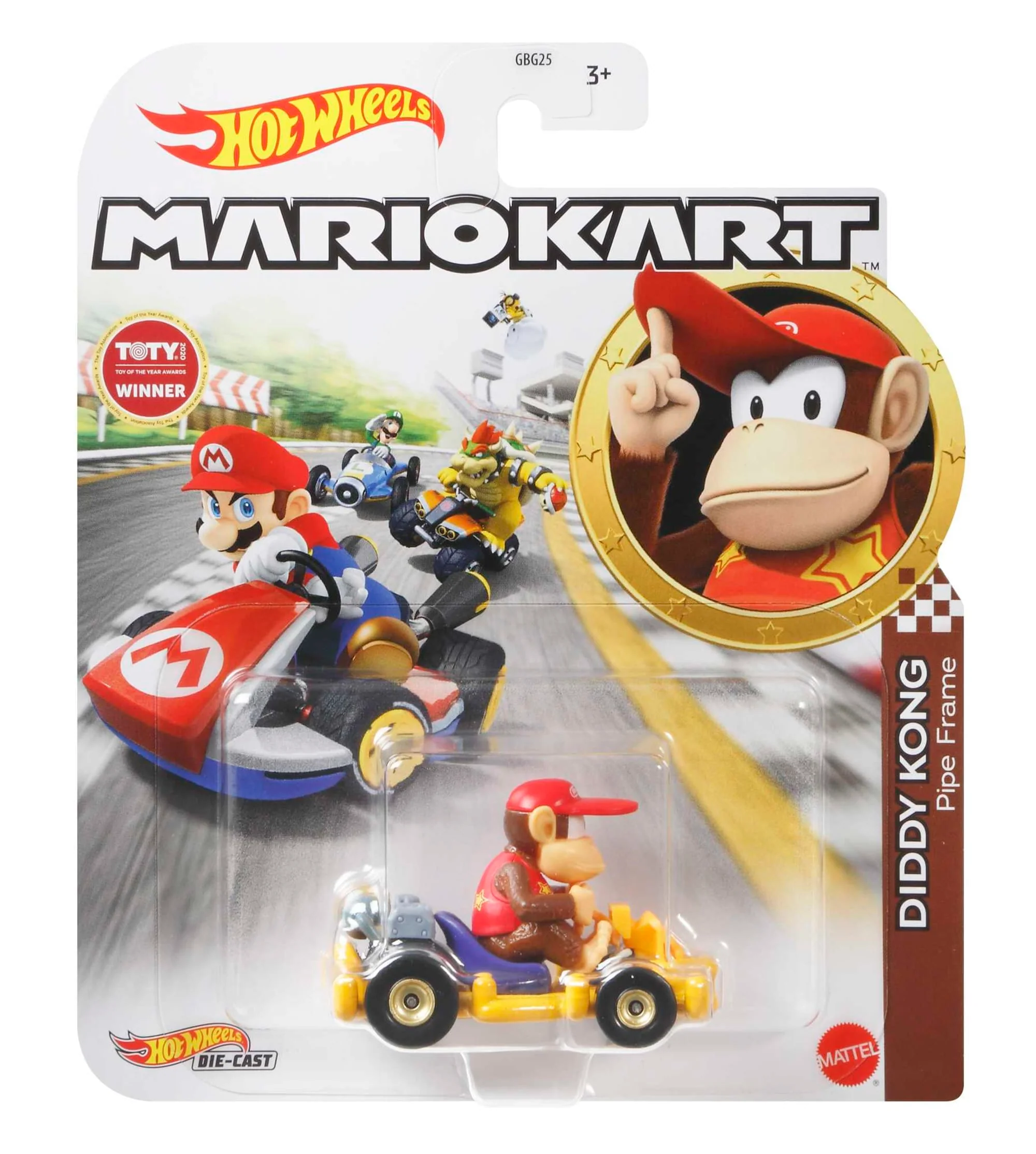 Hot Wheels Mario Kart Veículo de Brinquedo Diddy Kong Pipe Frame - Image 4