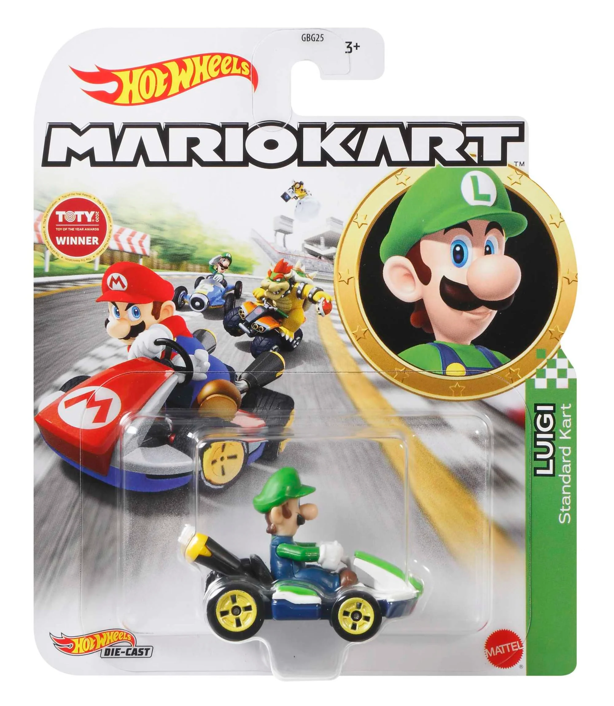 Hot Wheels Mario Kart Veículo de Brinquedo Kart Padrão Luigi - Image 3