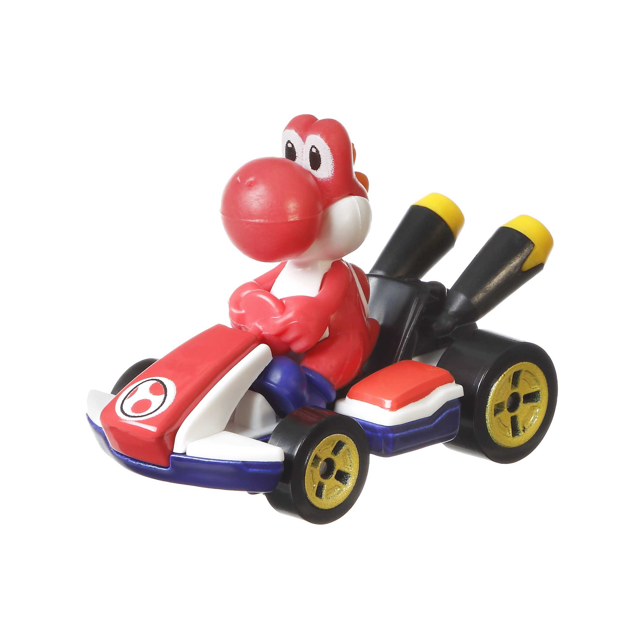 Hot Wheels Mario Kart Veículo de Brinquedo Kart Padrão Yoshi Vermelho - Image 4