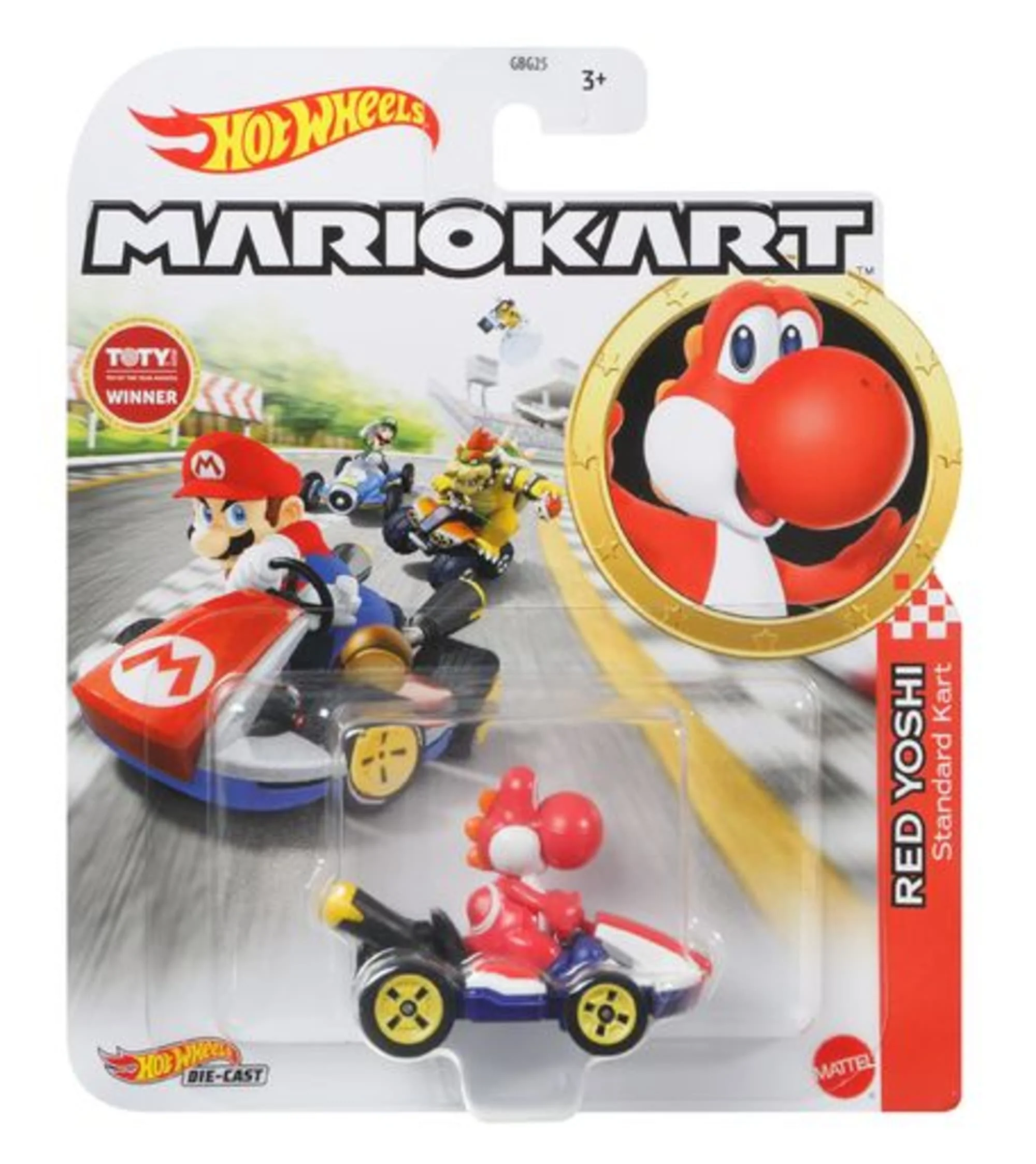 Hot Wheels Mario Kart Veículo de Brinquedo Kart Padrão Yoshi Vermelho - Image 5