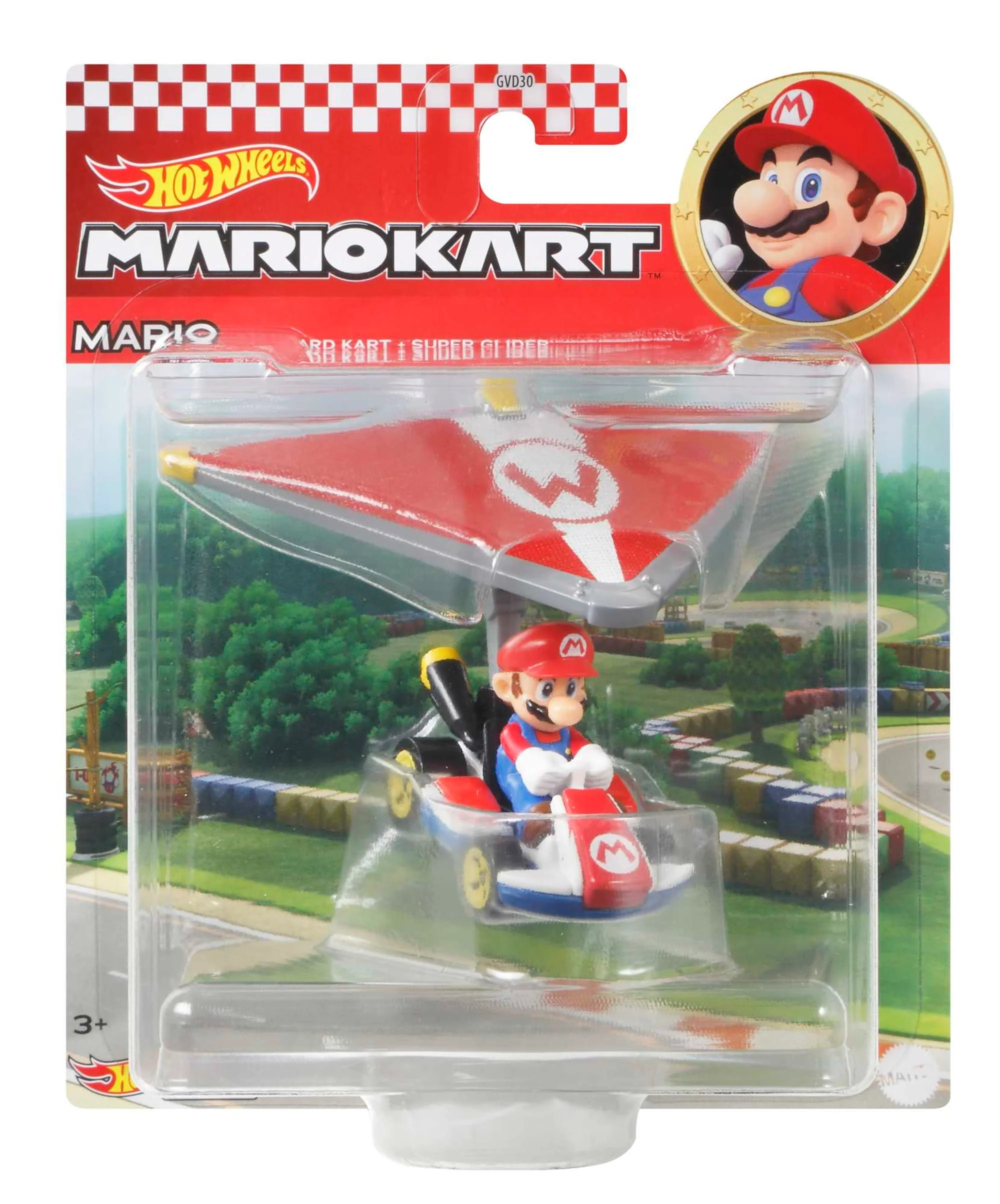Hot Wheels Mario Kart Veículo de Brinquedo Mário Padrão Kart com Super Glider - Image 4