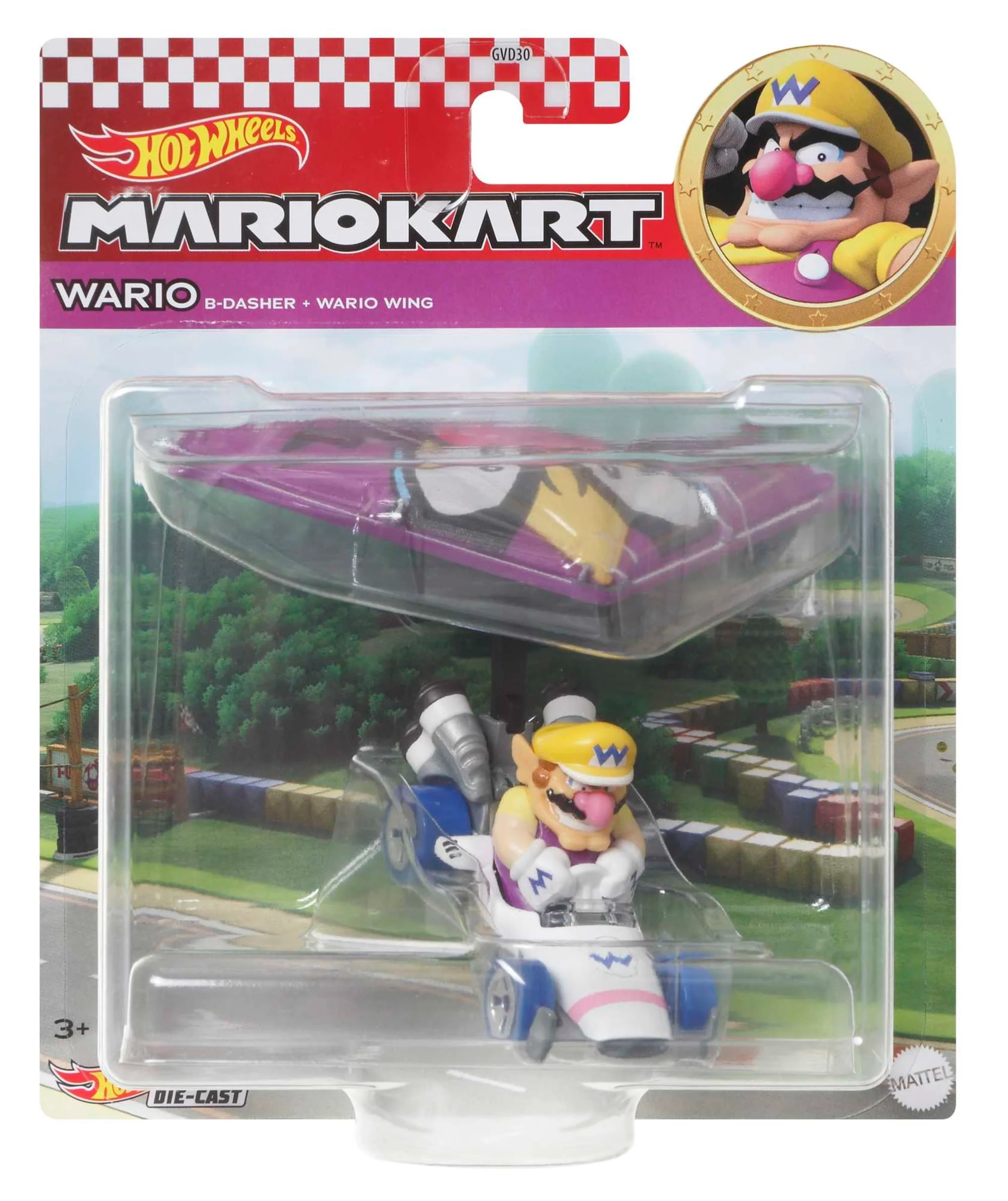 Hot Wheels Mario Kart Veículo de Brinquedo Waluigi B-Dasher com Wario Wing - Image 5