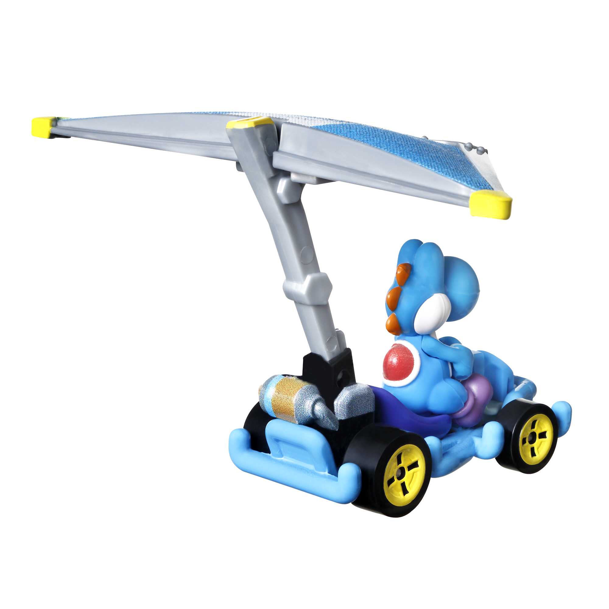 Hot Wheels Mario Kart Veículo de Brinquedo Yoshi Azul Claro Pipe Frame com Super Glider - Image 4