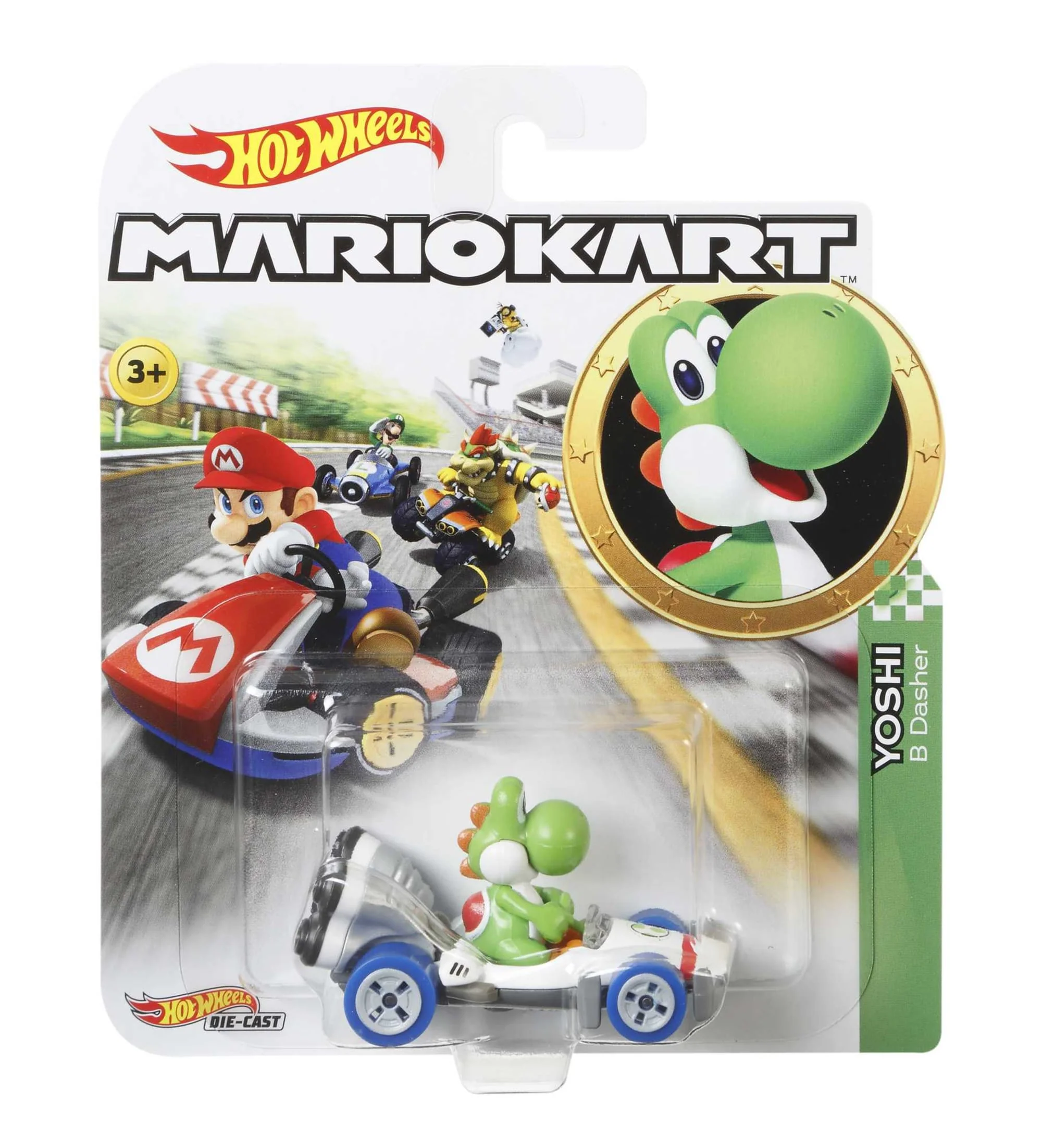 Hot Wheels Mario Kart Veículo de Brinquedo Yoshi B-Dasher - Image 4