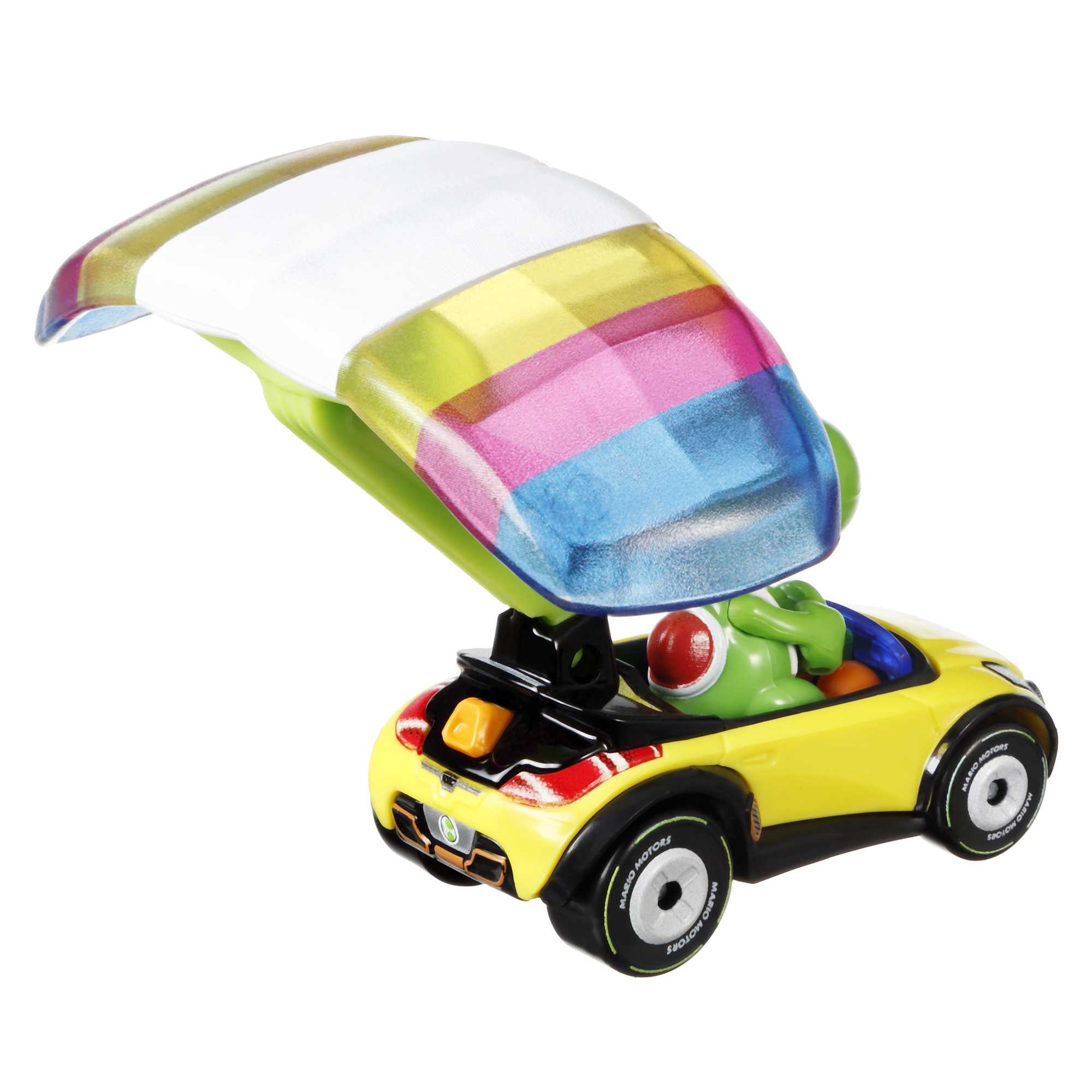 Hot Wheels Mario Kart Veículo de Brinquedo Yoshi Sports Coupê com Paraquedas - Image 3
