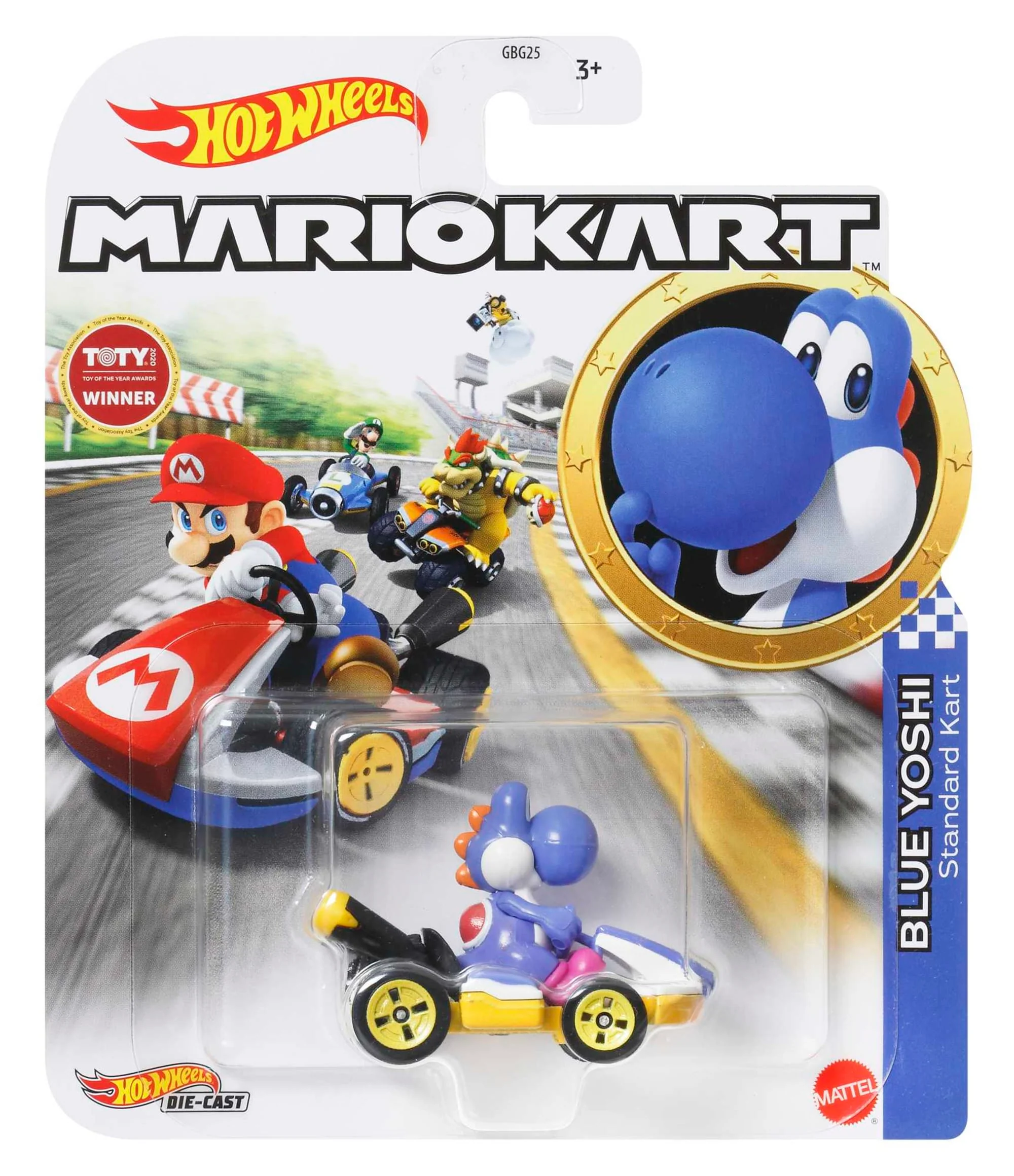 Hot Wheels Mario Kart Veículo de Brinquedo Yoshi Standard Kart Azul Escuro - Image 5