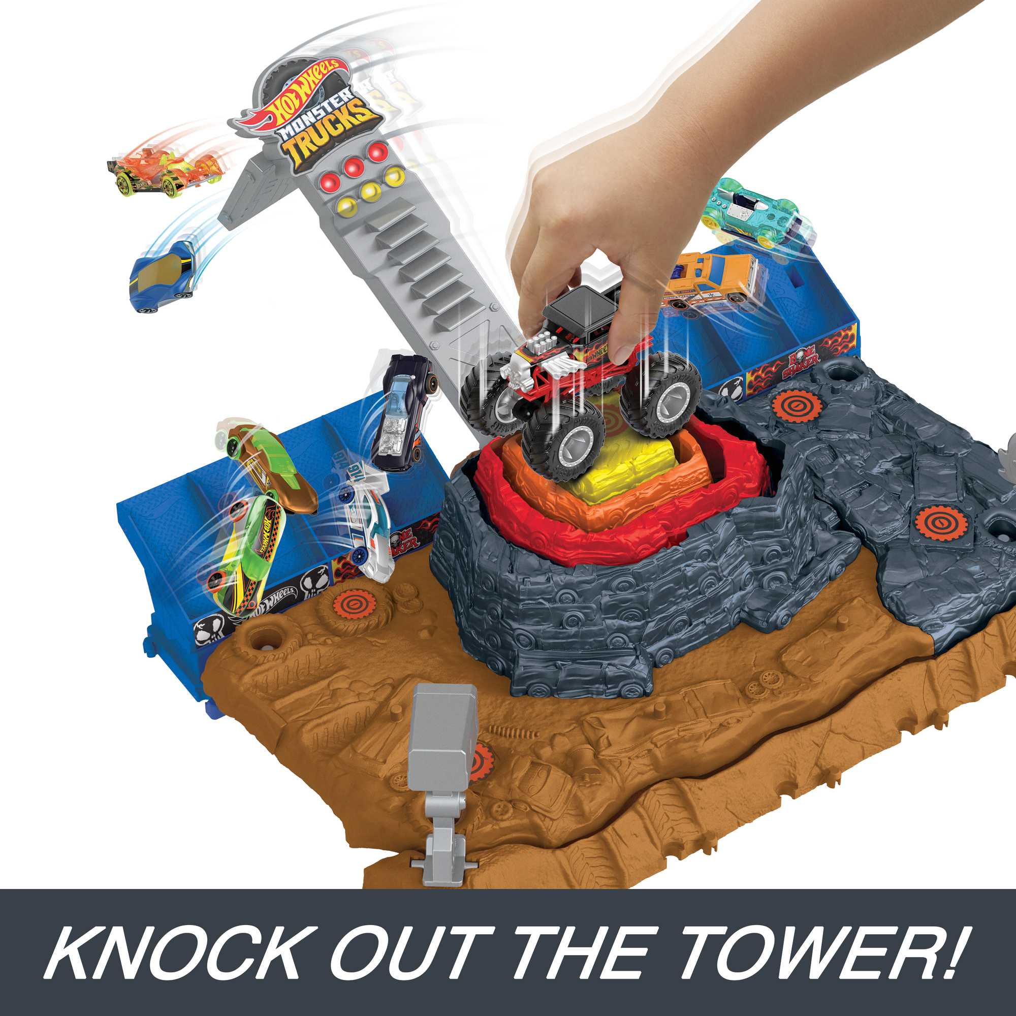 Hot Wheels Monster Trucks Arena Smashers Bone Shaker Ultimate Crush Yard With 1 Vehicle - Image 4