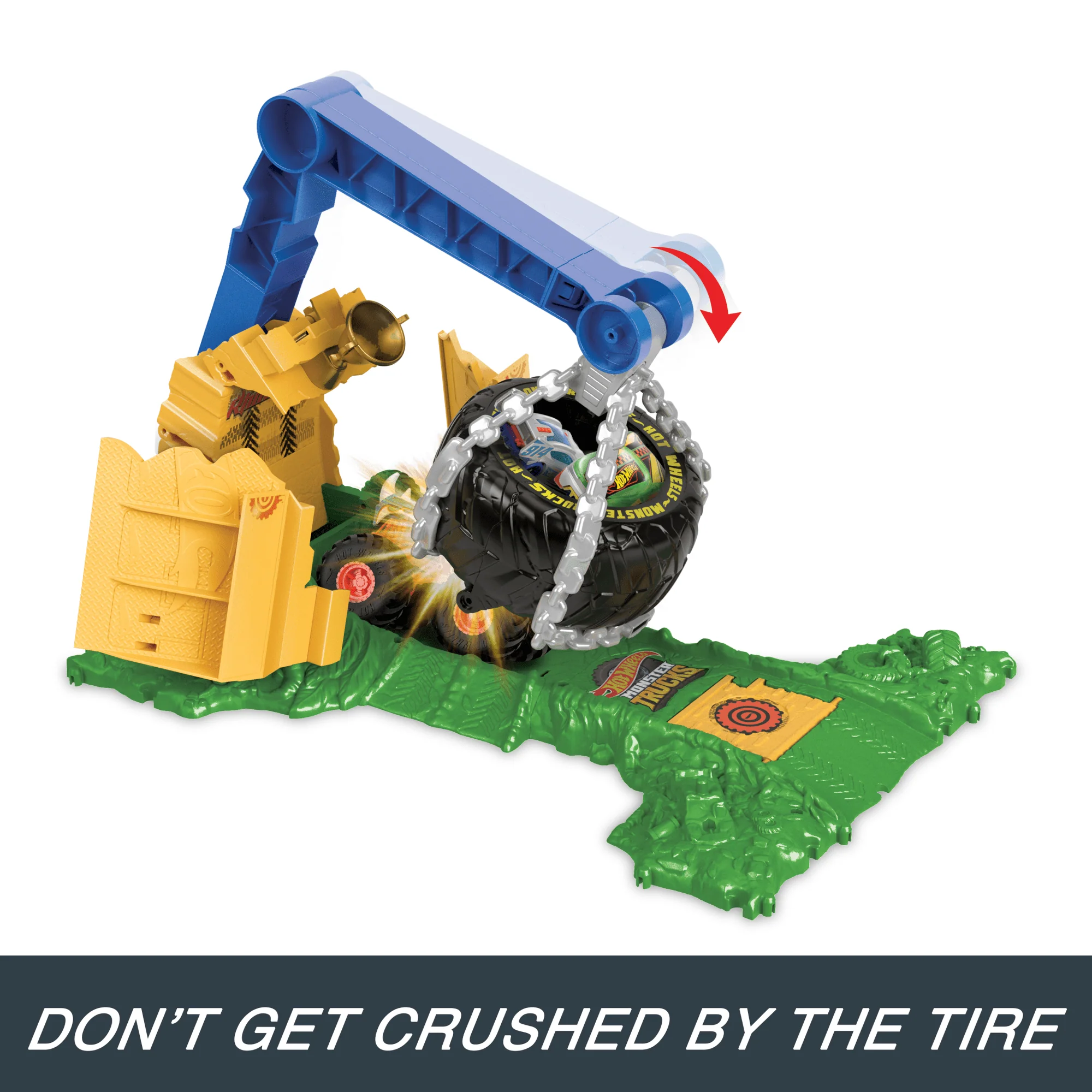 Hot Wheels Monster Trucks Rhinomite Chargin’ Challenge Playset With 1 Toy Truck & 2 Crushed Cars - Image 3
