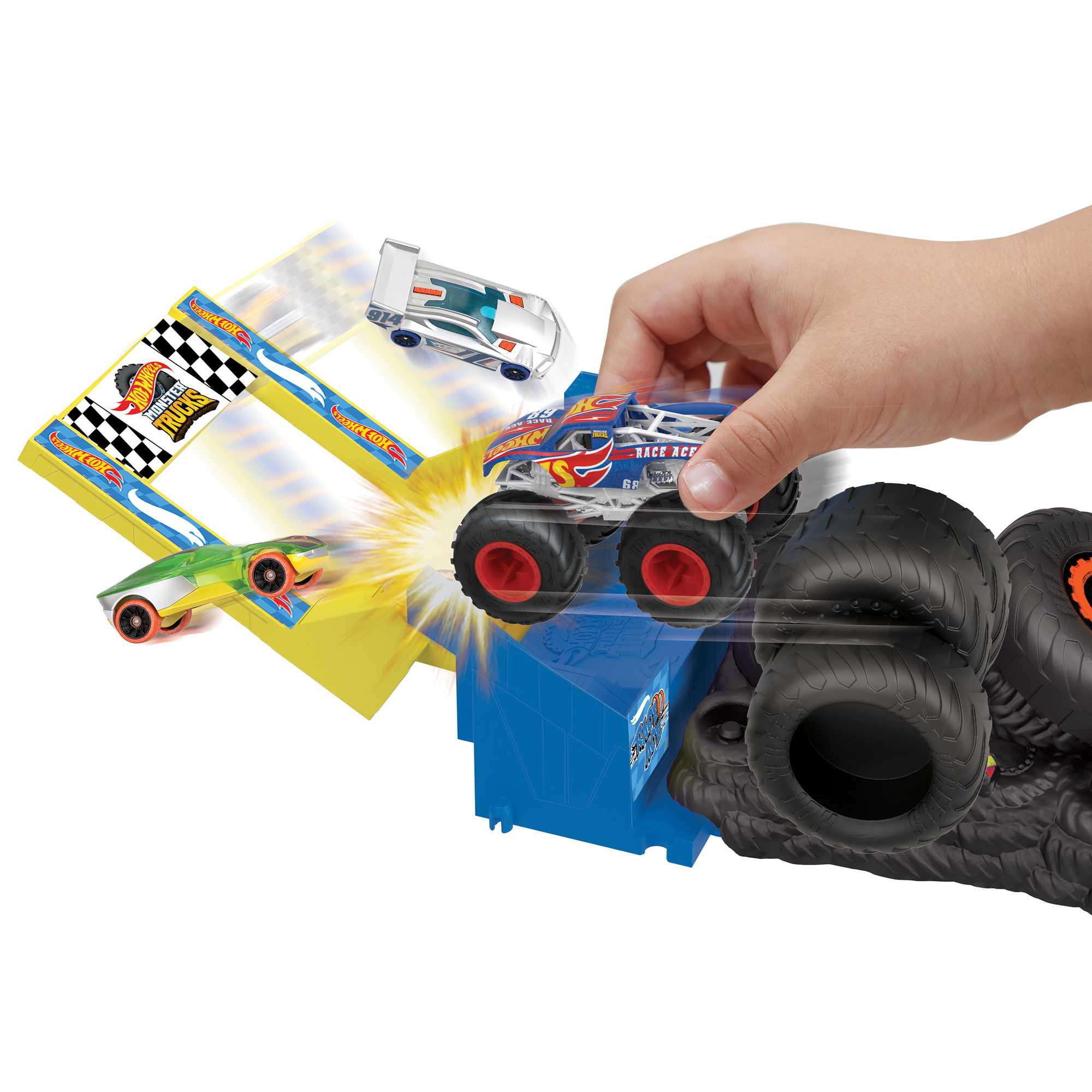 Hot Wheels Monster Trucks Arena Smashers™ Race Ace Smash Race Challenge™ Playset - Image 3