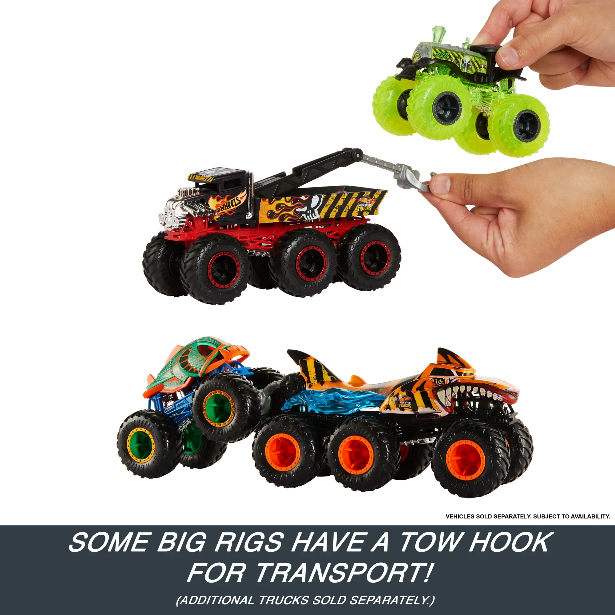 Hot Wheels Monster Trucks Big Rigs, 1:64 Scale Die-Cast Toy Truck With 6 Wheels - Image 3