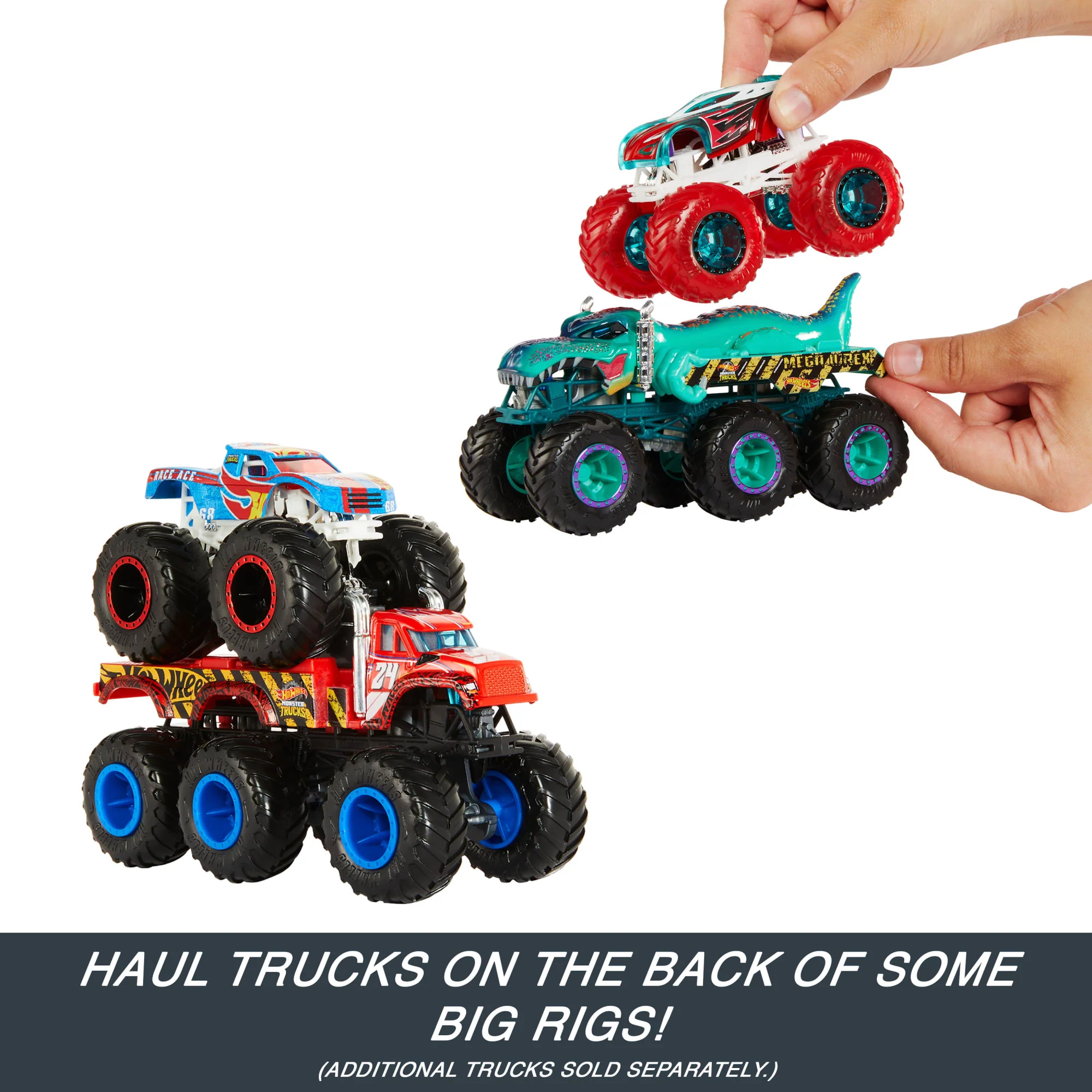 Hot Wheels Monster Trucks Big Rigs, 1:64 Scale Die-Cast Toy Truck With 6 Wheels - Image 4