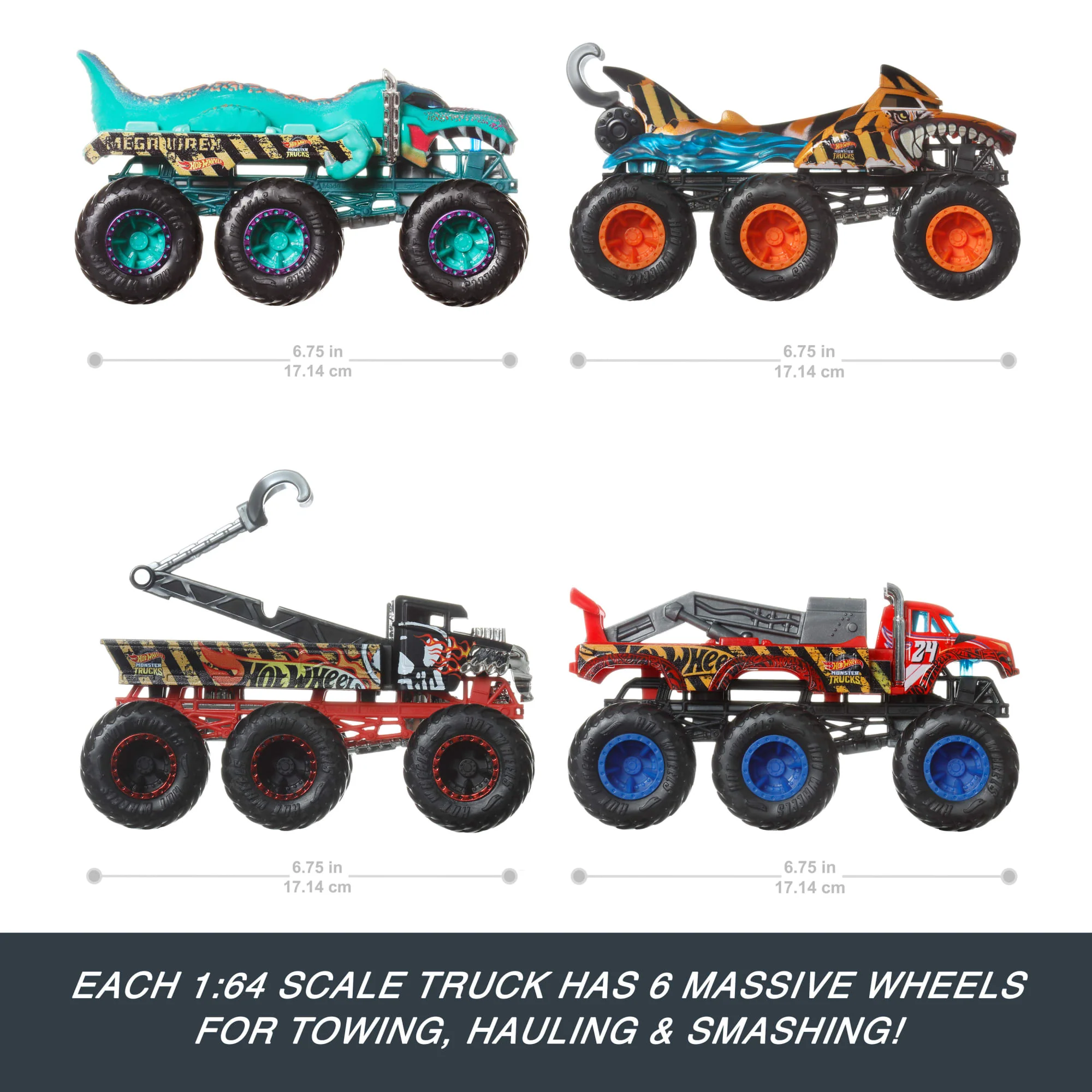 Hot Wheels Monster Trucks Big Rigs, 1:64 Scale Die-Cast Toy Truck With 6 Wheels - Image 5