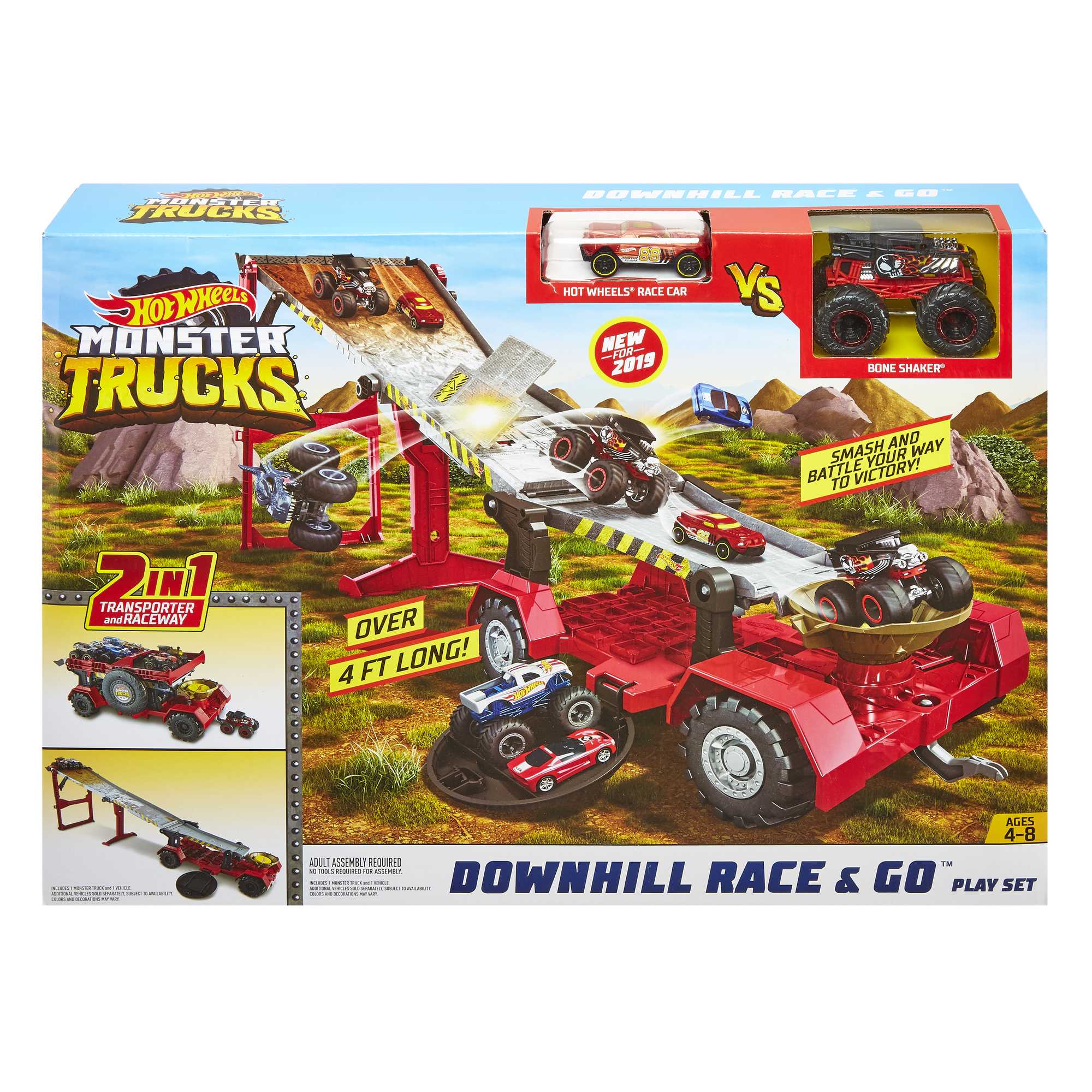 Hot Wheels Monster Trucks, Transporter And Track With 1:64 Scale Toy Truck - Image 6