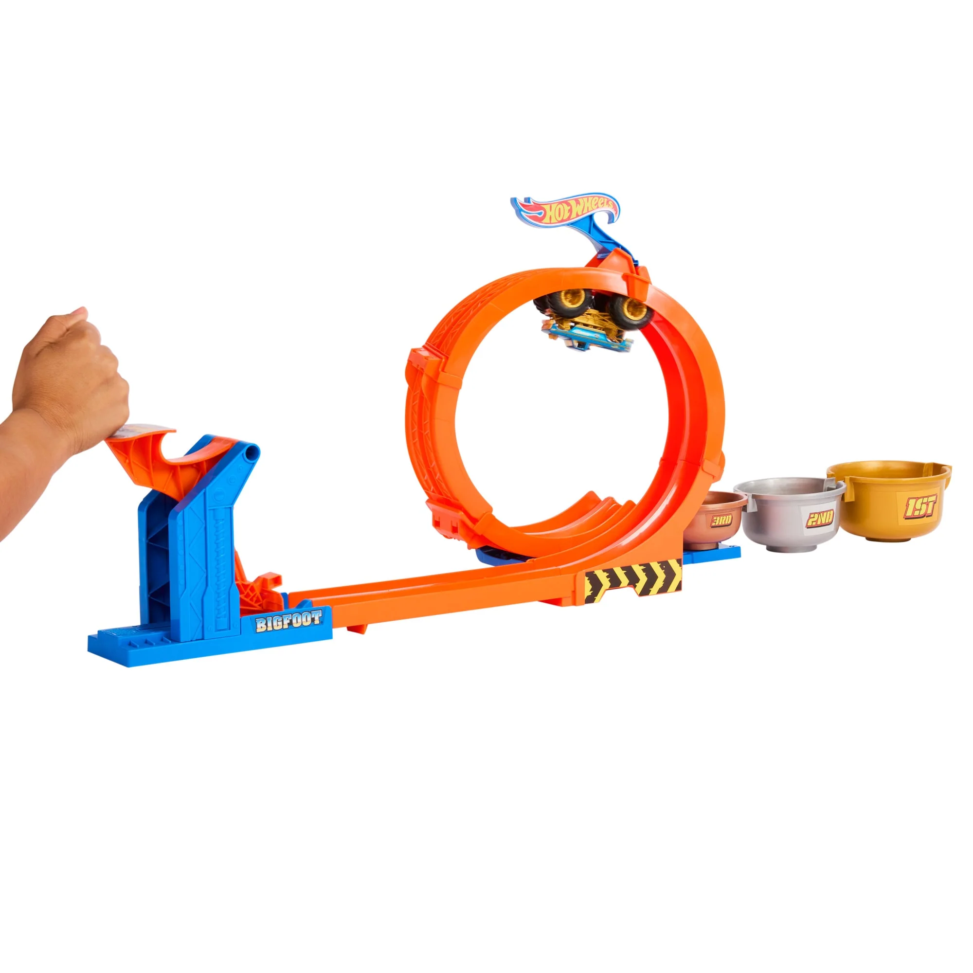 Hot Wheels Monster Trucks Pista de Juguete Competencia de Big Foot Giros Extremos - Image 2