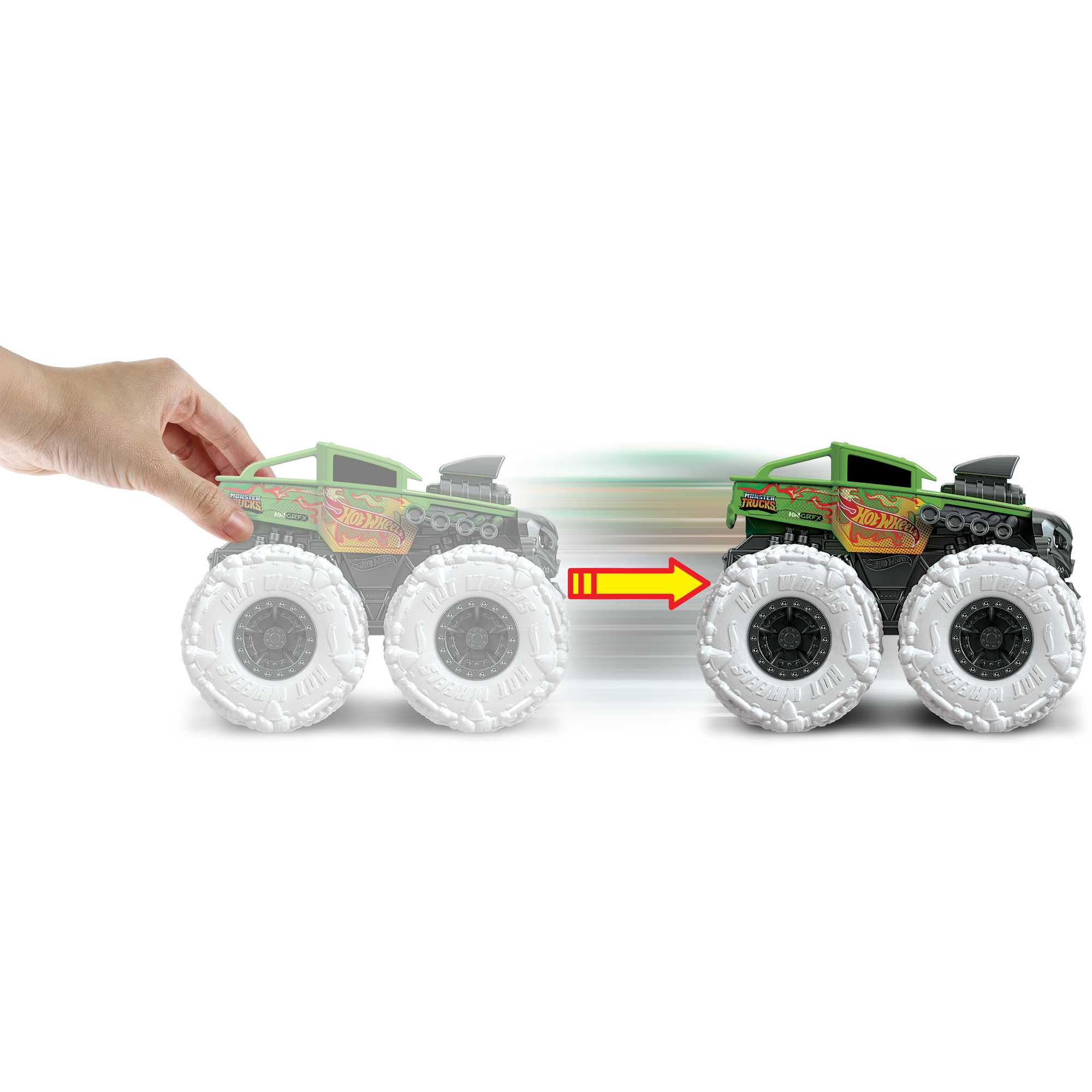 Hot Wheels Monster Trucks Veículo de Brinquedo 1:43 Pneus Para Todo Terreno Bone Shaker Flaming Skull - Image 2