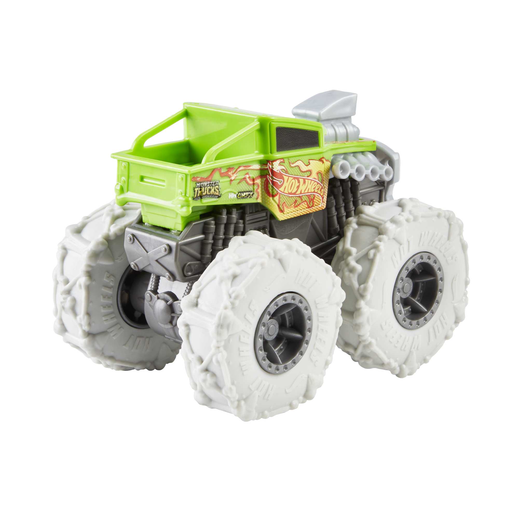 Hot Wheels Monster Trucks Veículo de Brinquedo 1:43 Pneus Para Todo Terreno Bone Shaker Flaming Skull - Image 4