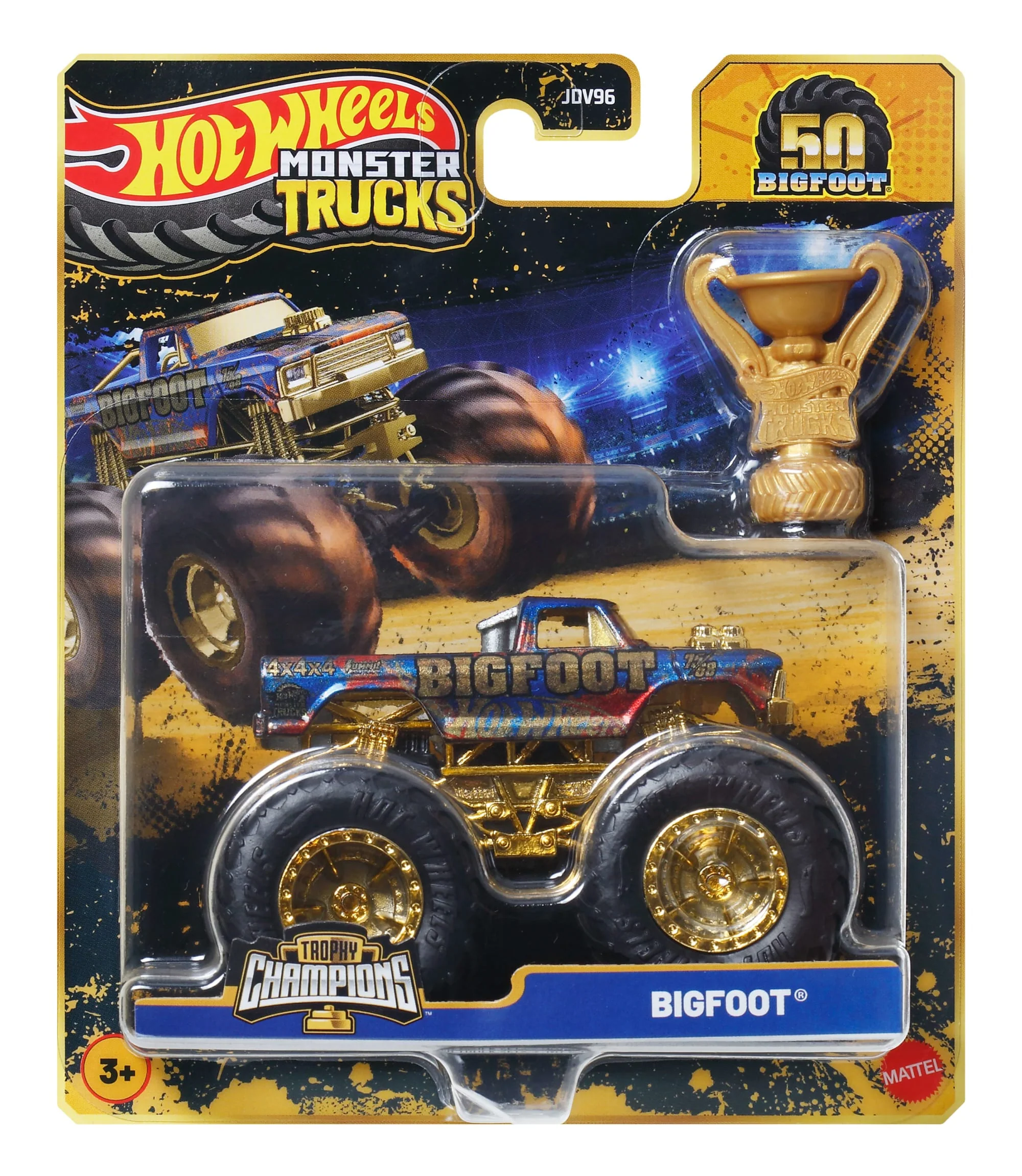 Hot Wheels Monster Trucks Veículo de Brinquedo Autos Surpresa Troféu Bigfoot Escala 1:64 - Image 4