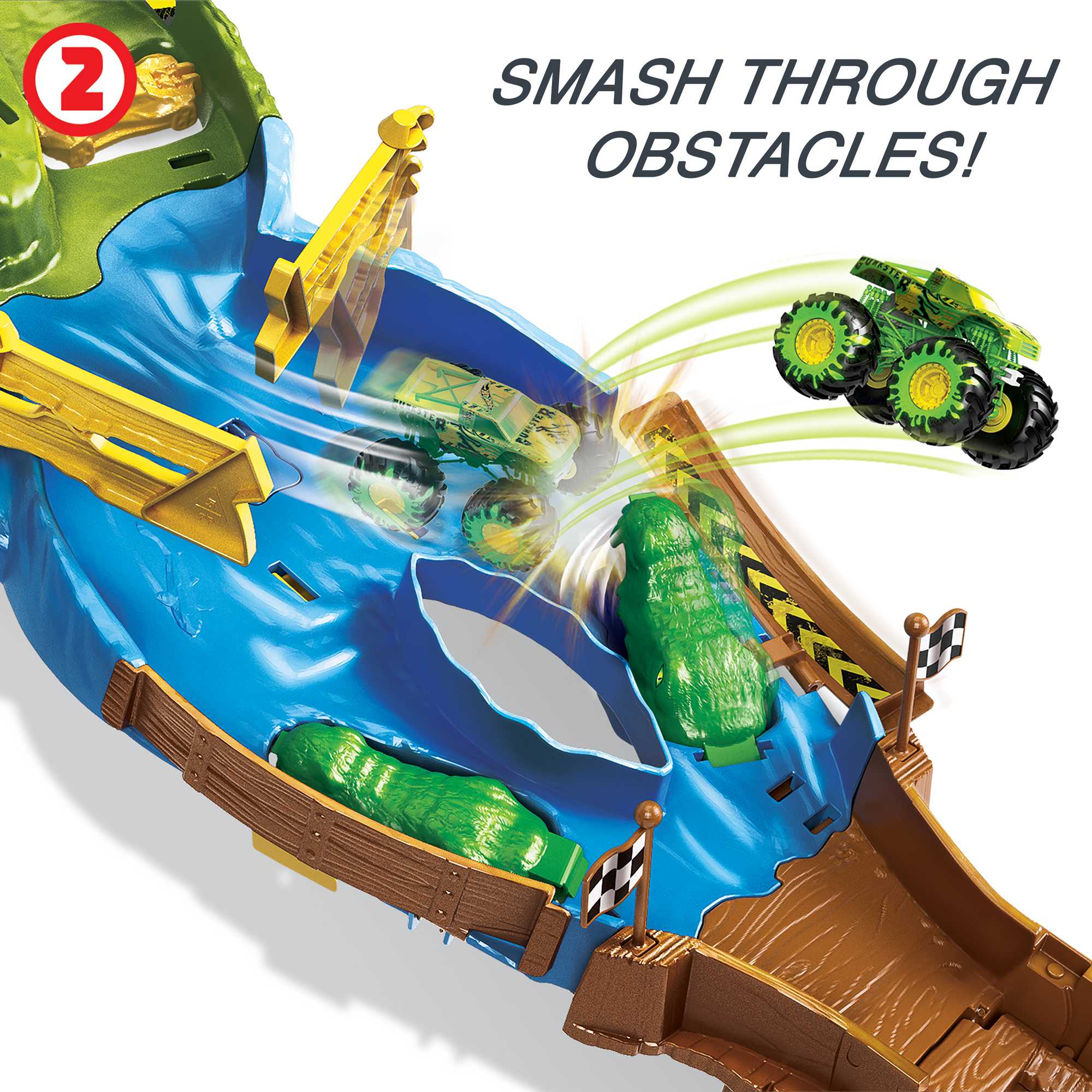 Hot Wheels Monster Trucks Playset With 2 1:64 Scale Toy Trucks - Image 4