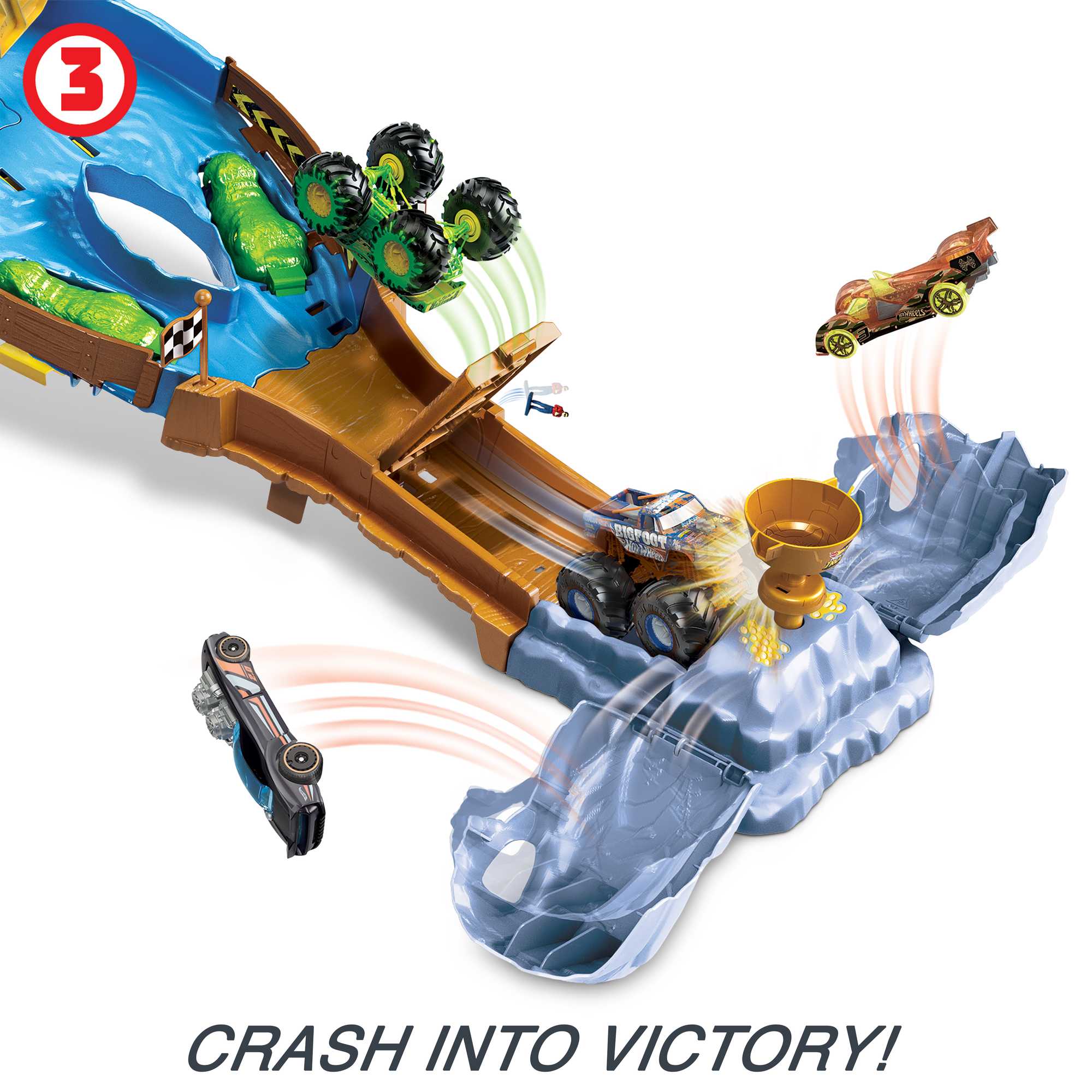 Hot Wheels Monster Trucks Playset With 2 1:64 Scale Toy Trucks - Image 5