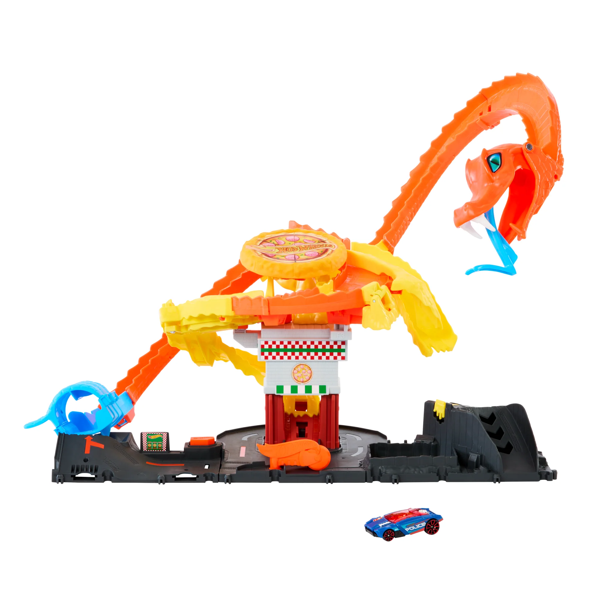 Hot Wheels City Pizza Slam Cobra Attack Playset With 1:64 Scale Toy Car - Image 6