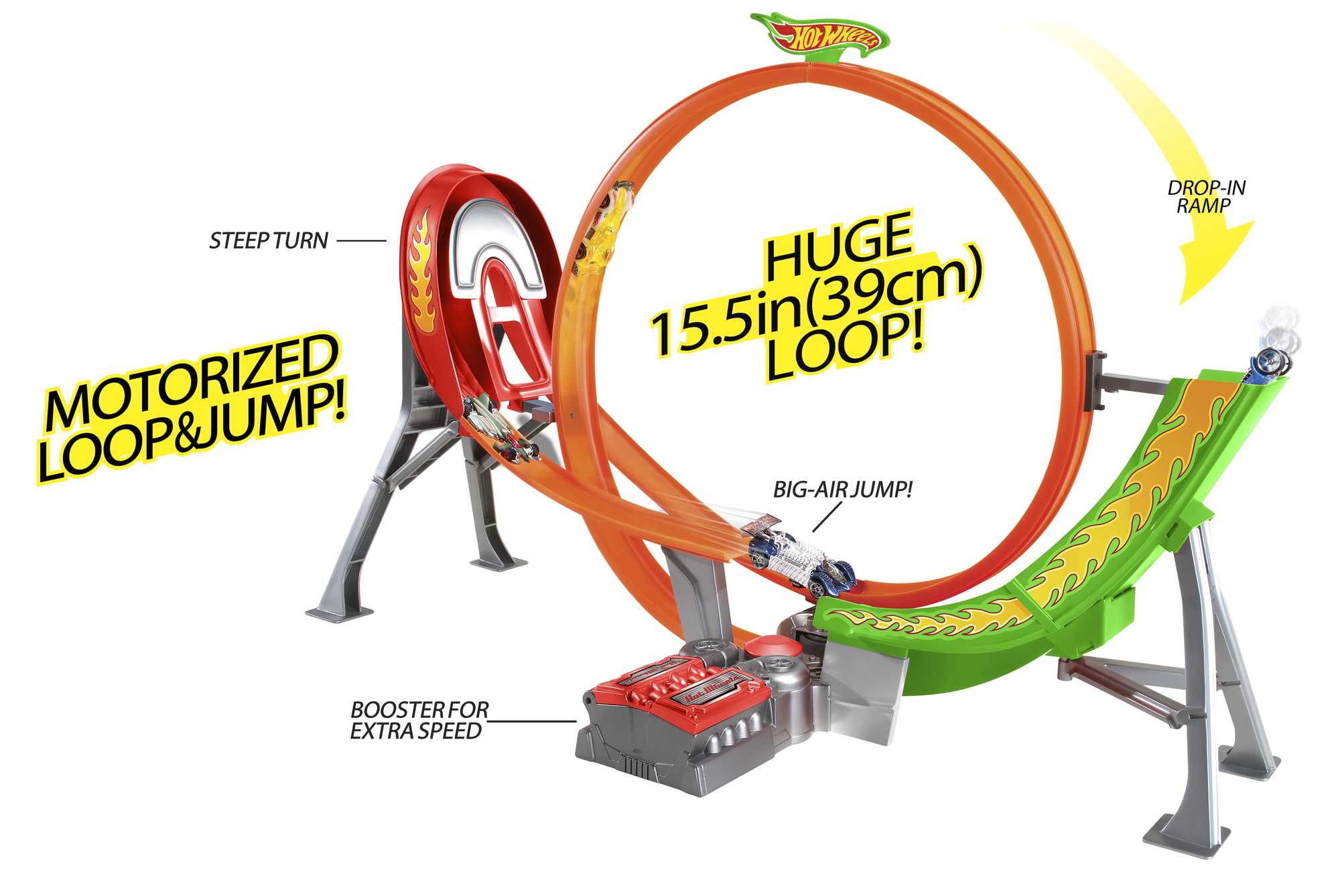 Hot Wheels Action Power Shift Motorized Raceway Track Set, Includes 5 Cars In 1:64 Scale - Image 3