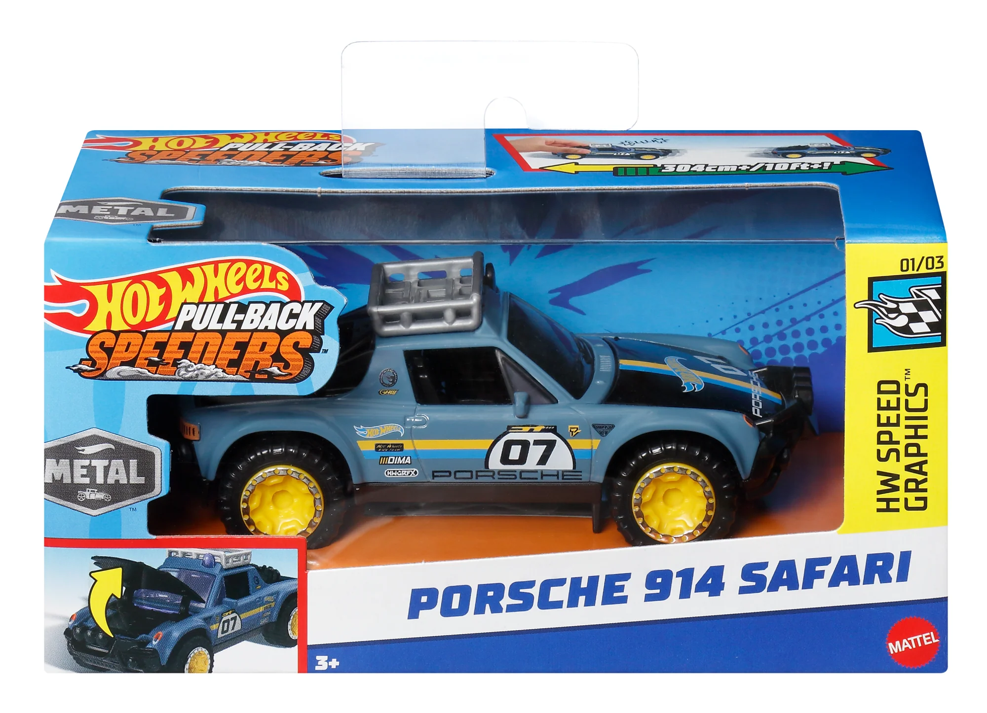 Hot Wheels Pull-Back Speeders Toy Car in 1:43 Scale, Pull Car Backward & Release To Race - Image 2
