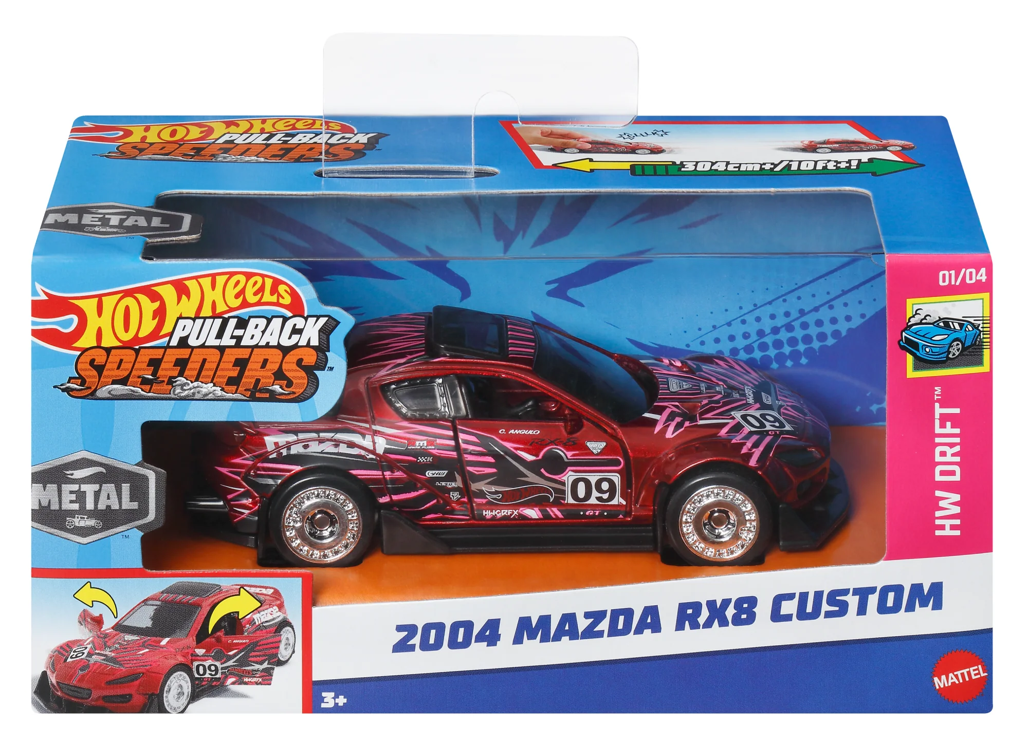 Hot Wheels Pull-Back Speeders Toy Car in 1:43 Scale, Pull Car Backward & Release To Race - Image 3
