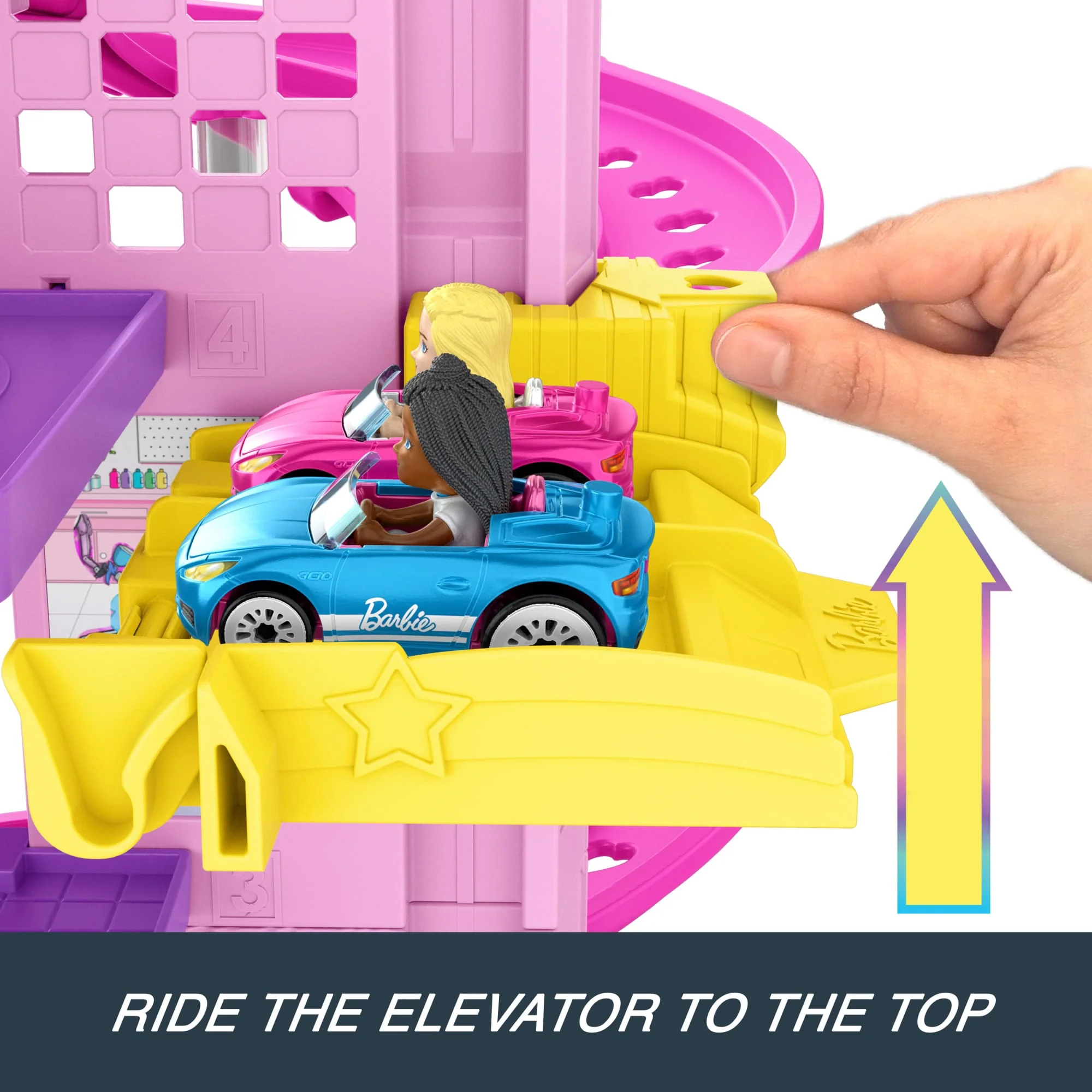 Hot Wheels Racerverse Barbie Spiral Race Track Set With Barbie “Malibu” & Barbie “Brooklyn” Toy Cars - Image 2